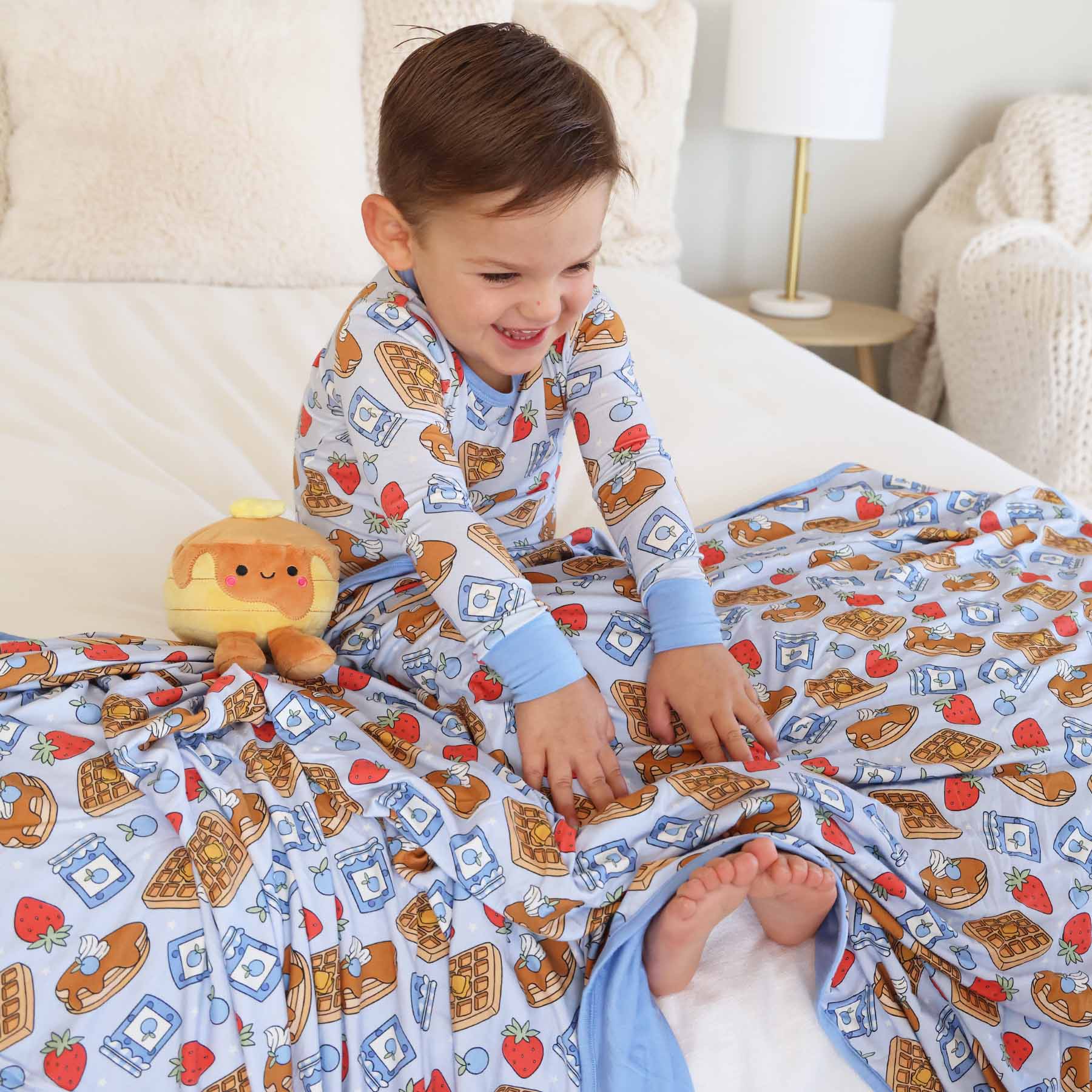 Sweet Stacks Double Sided Bamboo Blanket | Blue - Image 6