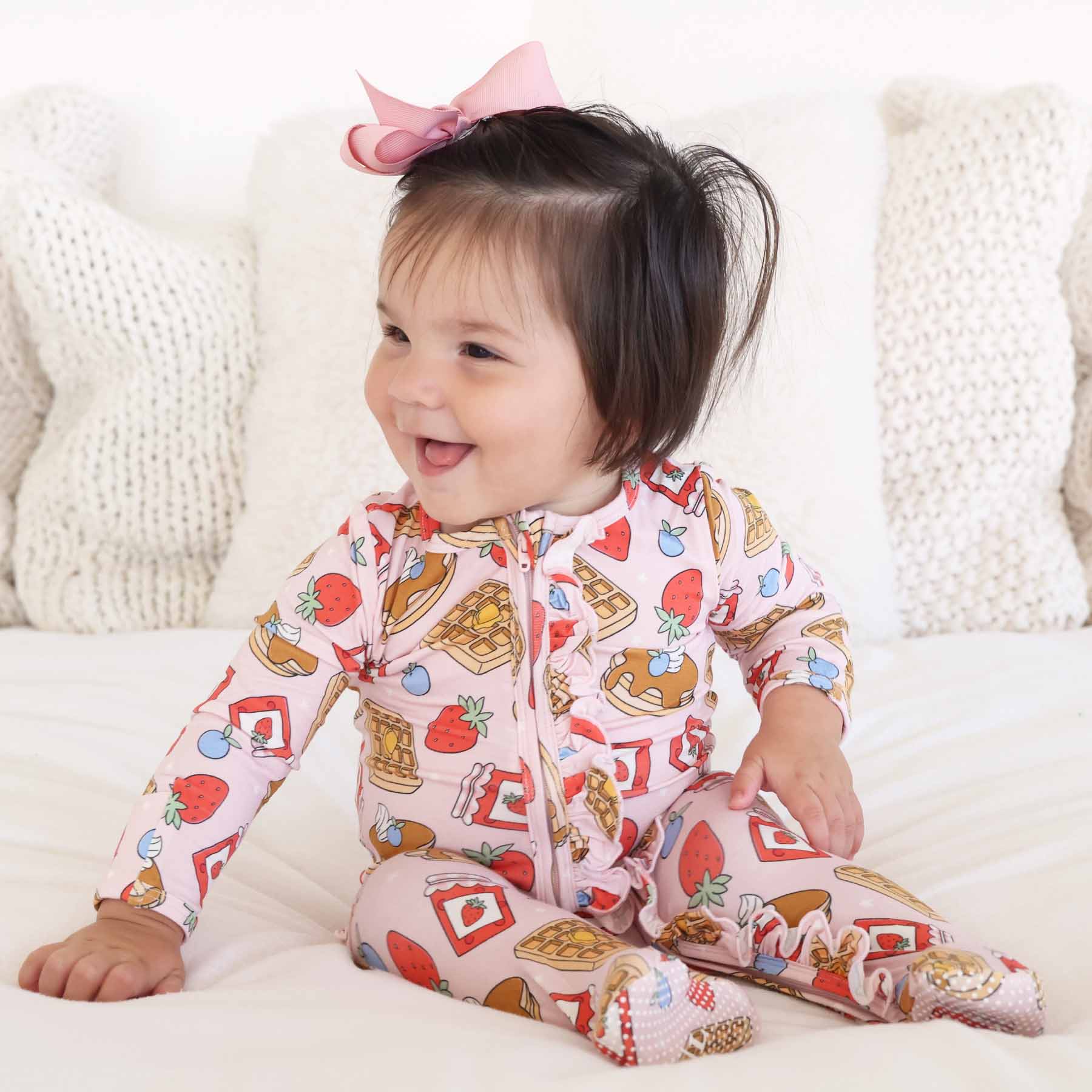 Sweet Stacks Ruffle Zipper Footie | Pink - Image 13
