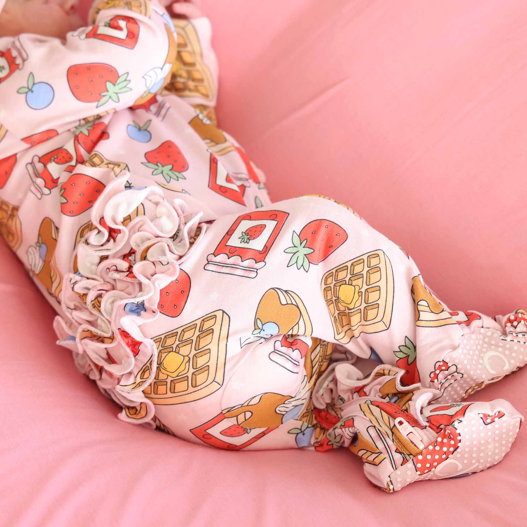 Sweet Stacks Ruffle Zipper Footie | Pink - Image 9