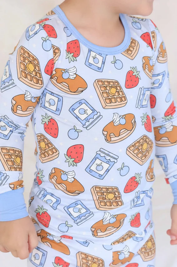 Sweet Stacks Two Piece Pajama Set | Blue