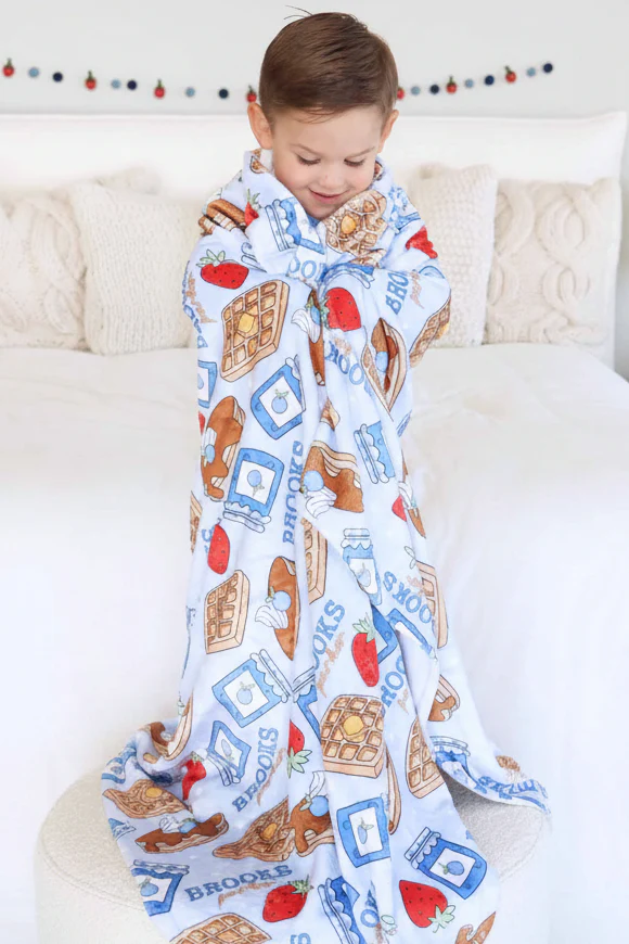 Sweet Stacks Personalized Kids Blanket | Blue