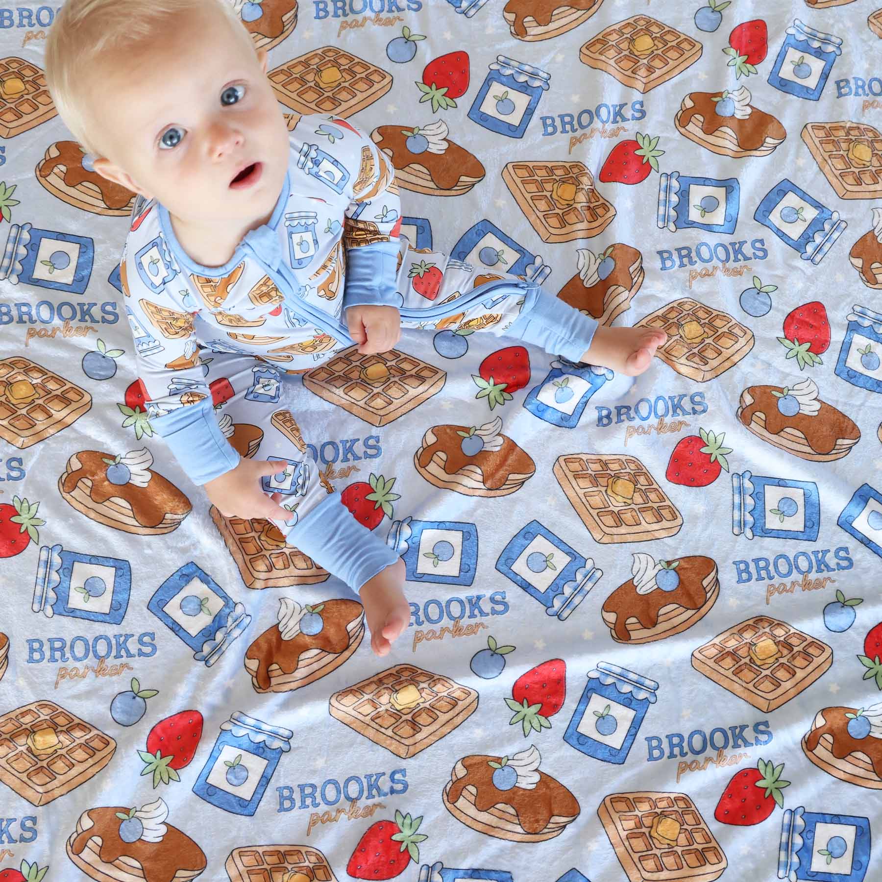 Sweet Stacks Personalized Kids Blanket | Blue - Image 9