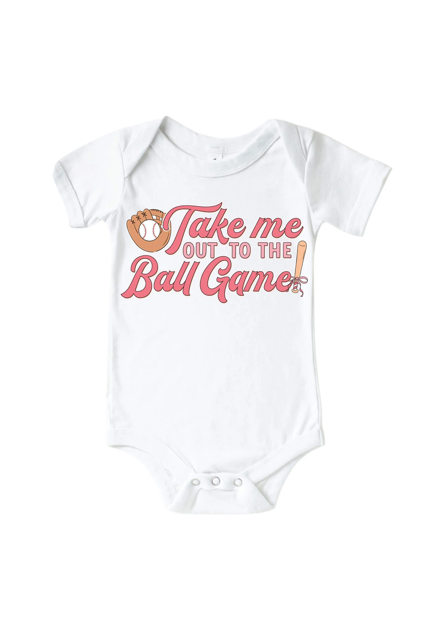 Take Me Out Pink Graphic Bodysuit & Kids Tee | White - Image 2