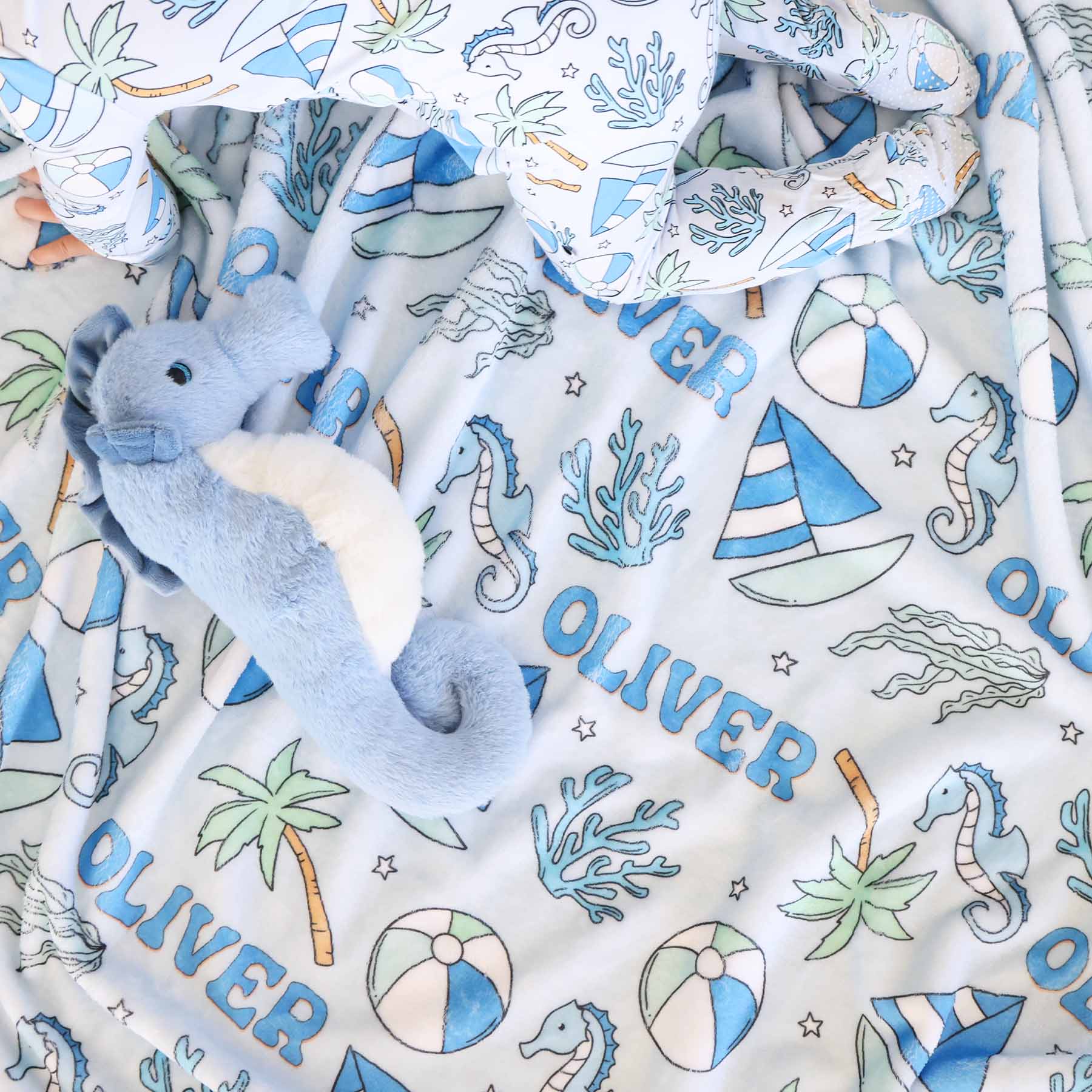Tiny Tides Personalized Kids Blanket | Blue - Image 5