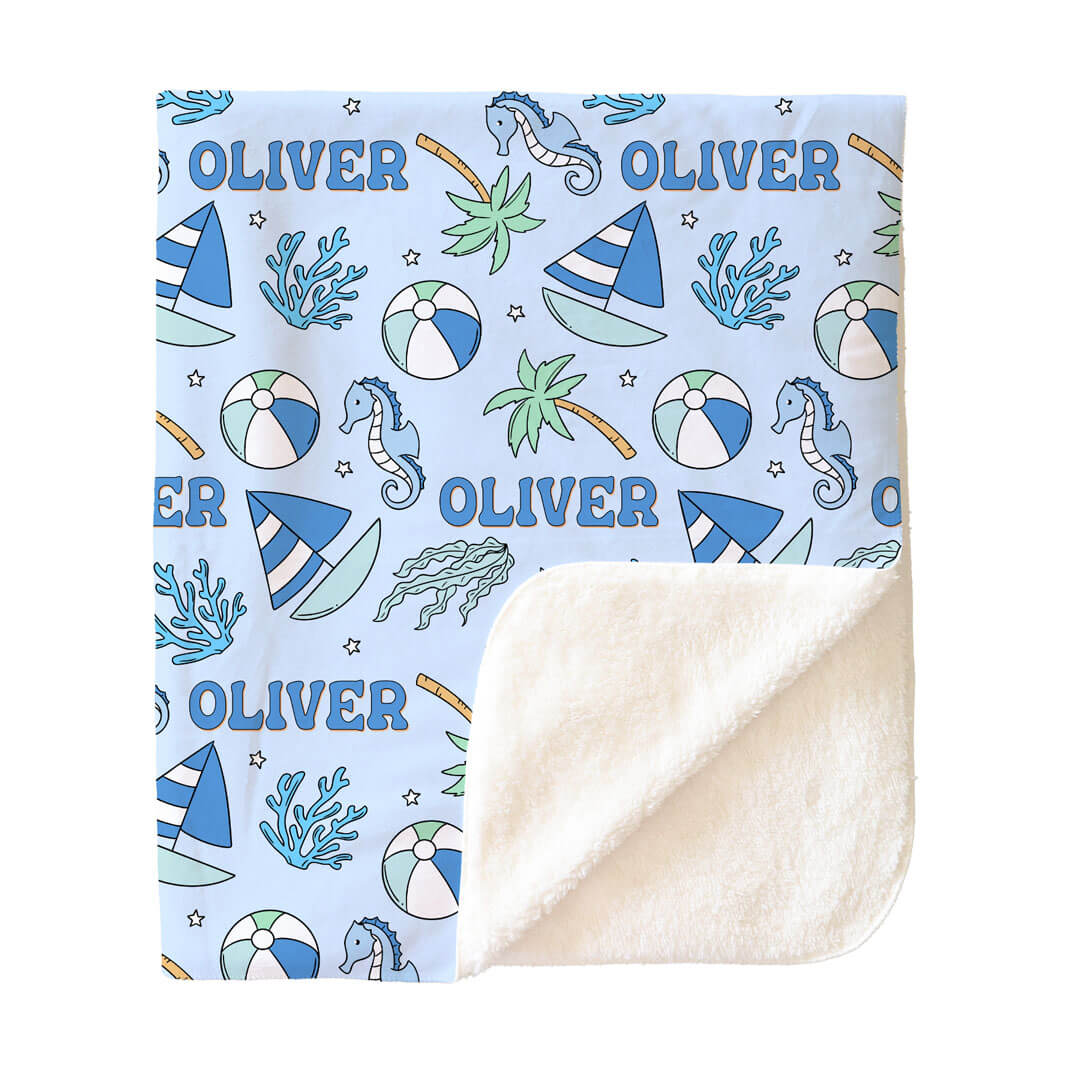 Tiny Tides Personalized Kids Blanket | Blue - Image 6