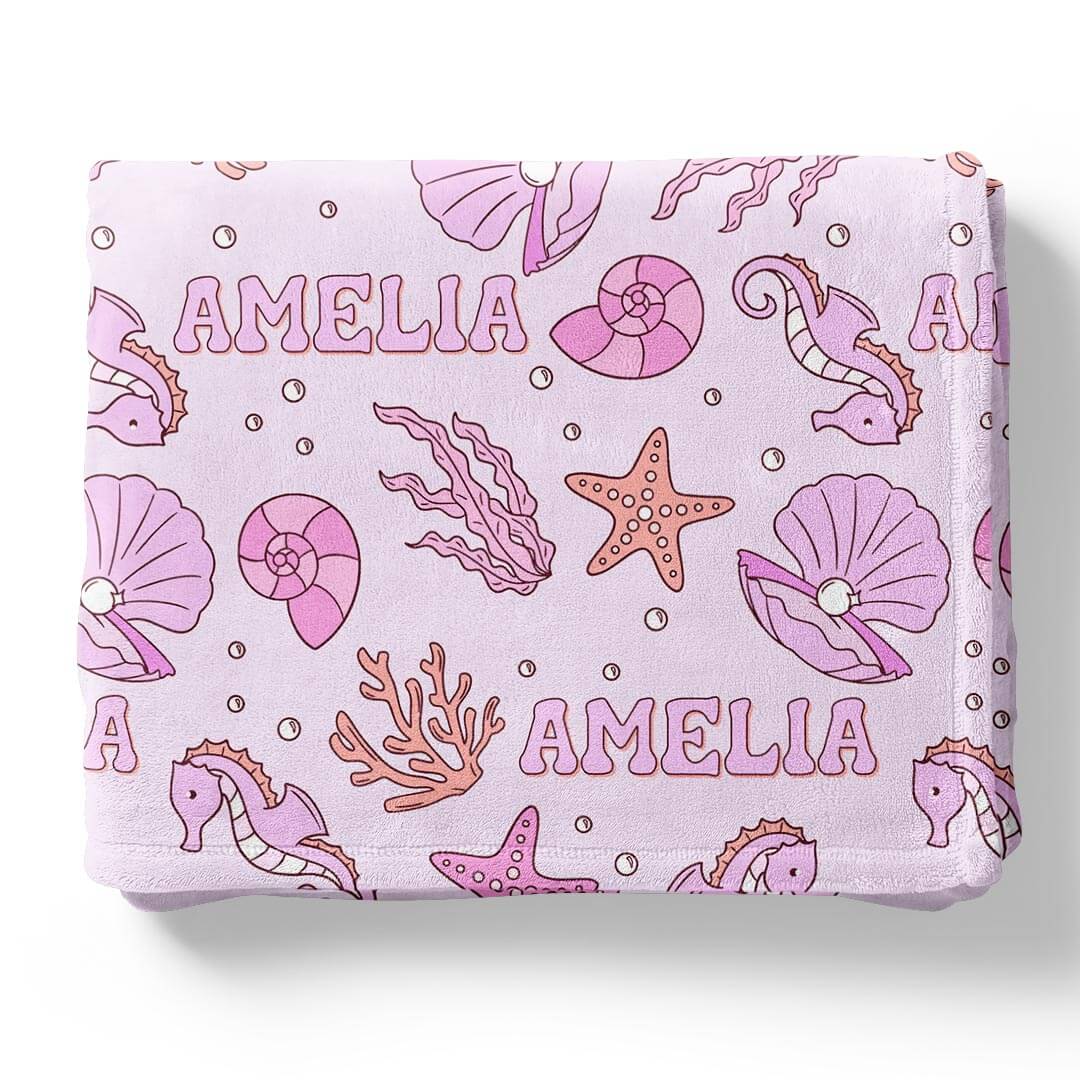 Tiny Tides Personalized Kids Blanket | Pink - Image 2