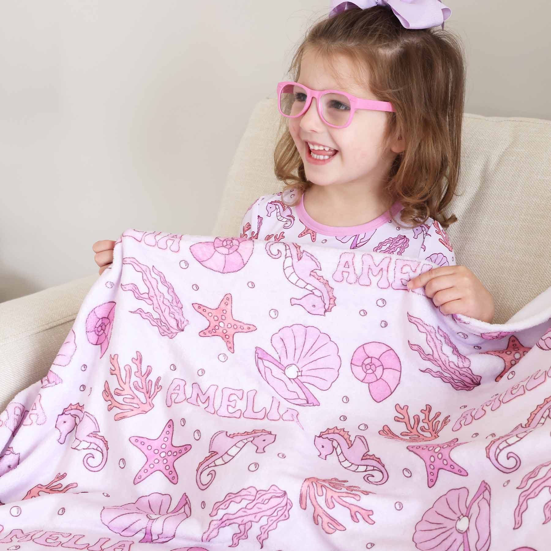 Tiny Tides Personalized Kids Blanket | Pink - Image 3