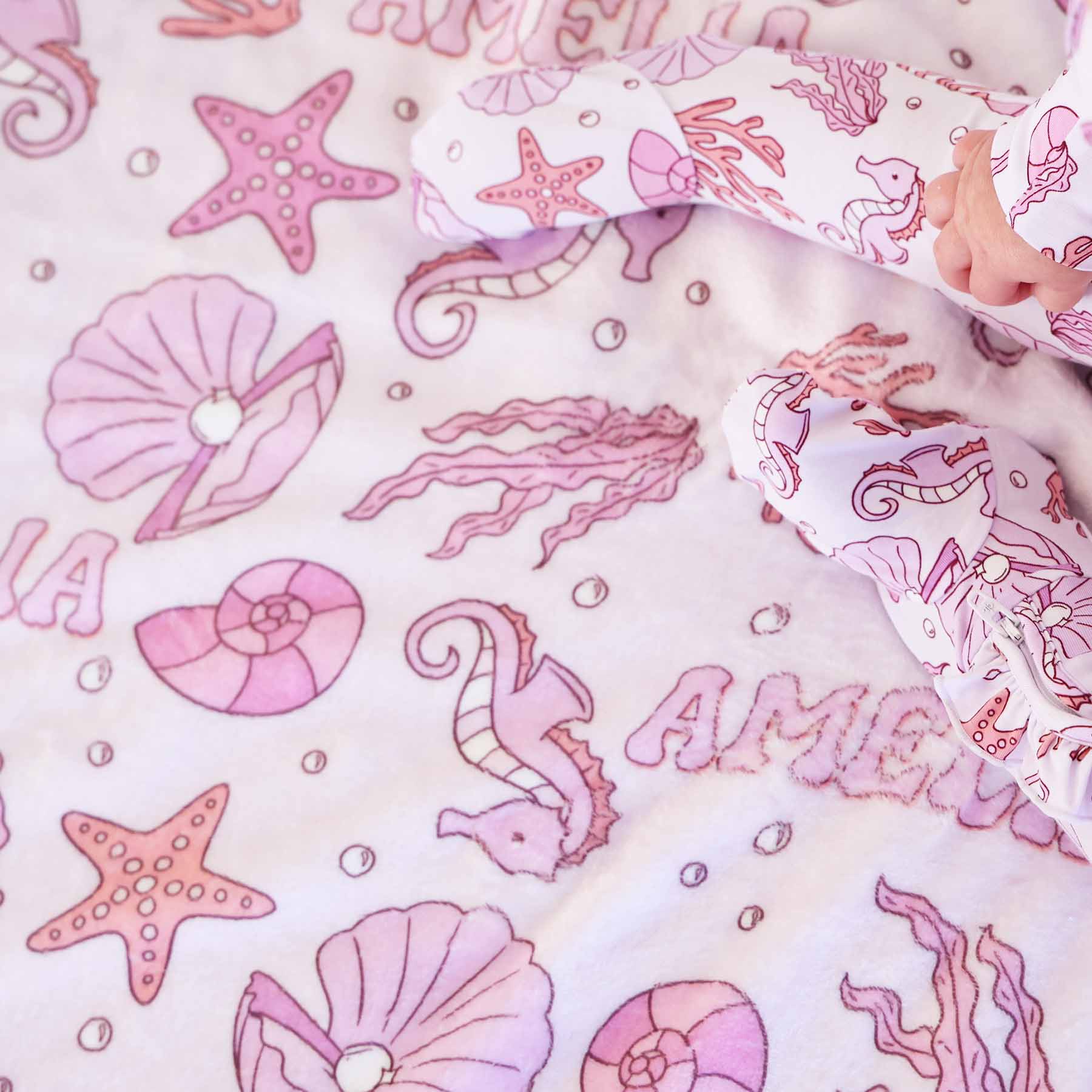 Tiny Tides Personalized Kids Blanket | Pink - Image 4