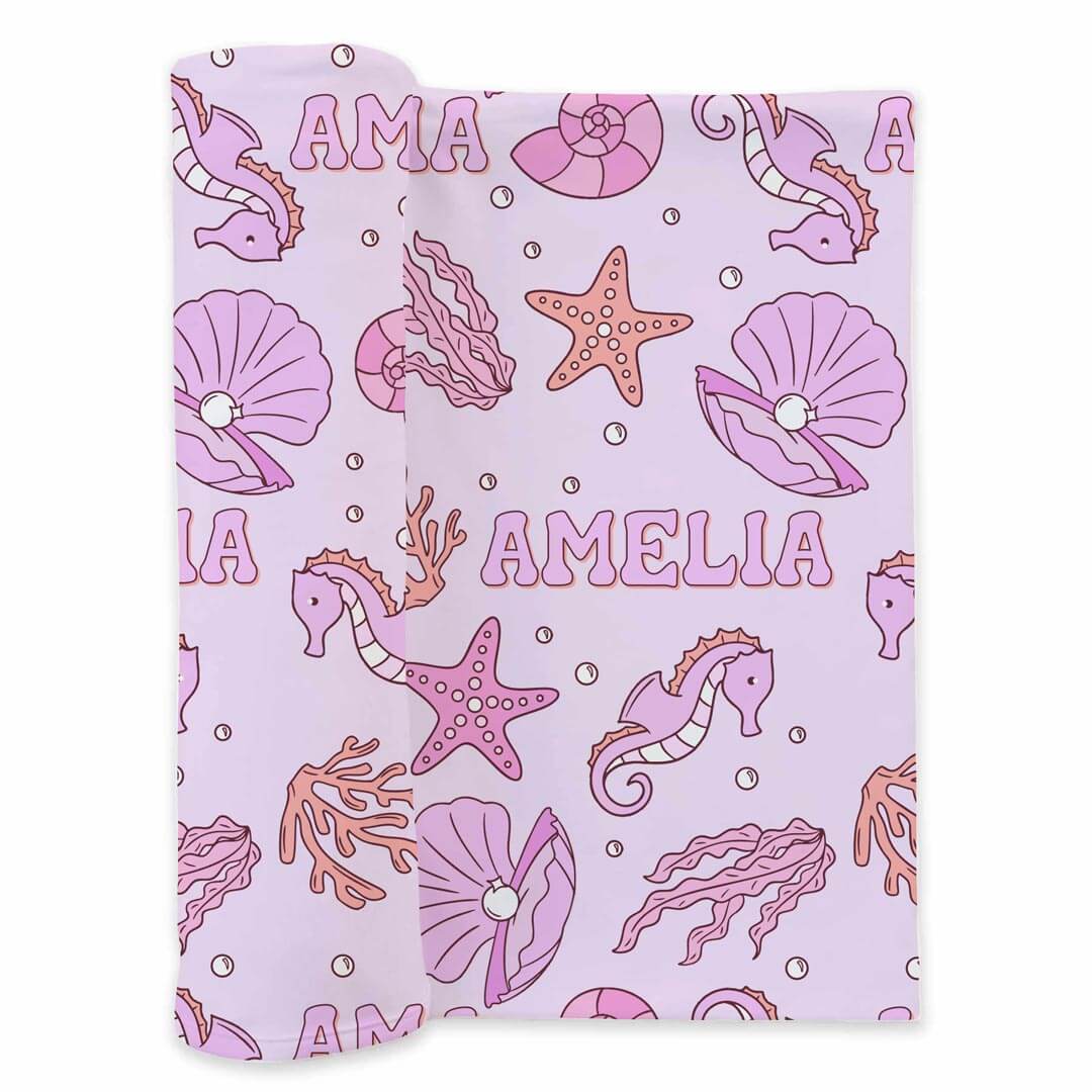 Tiny Tides Personalized Swaddle Blanket | Pink - Image 2