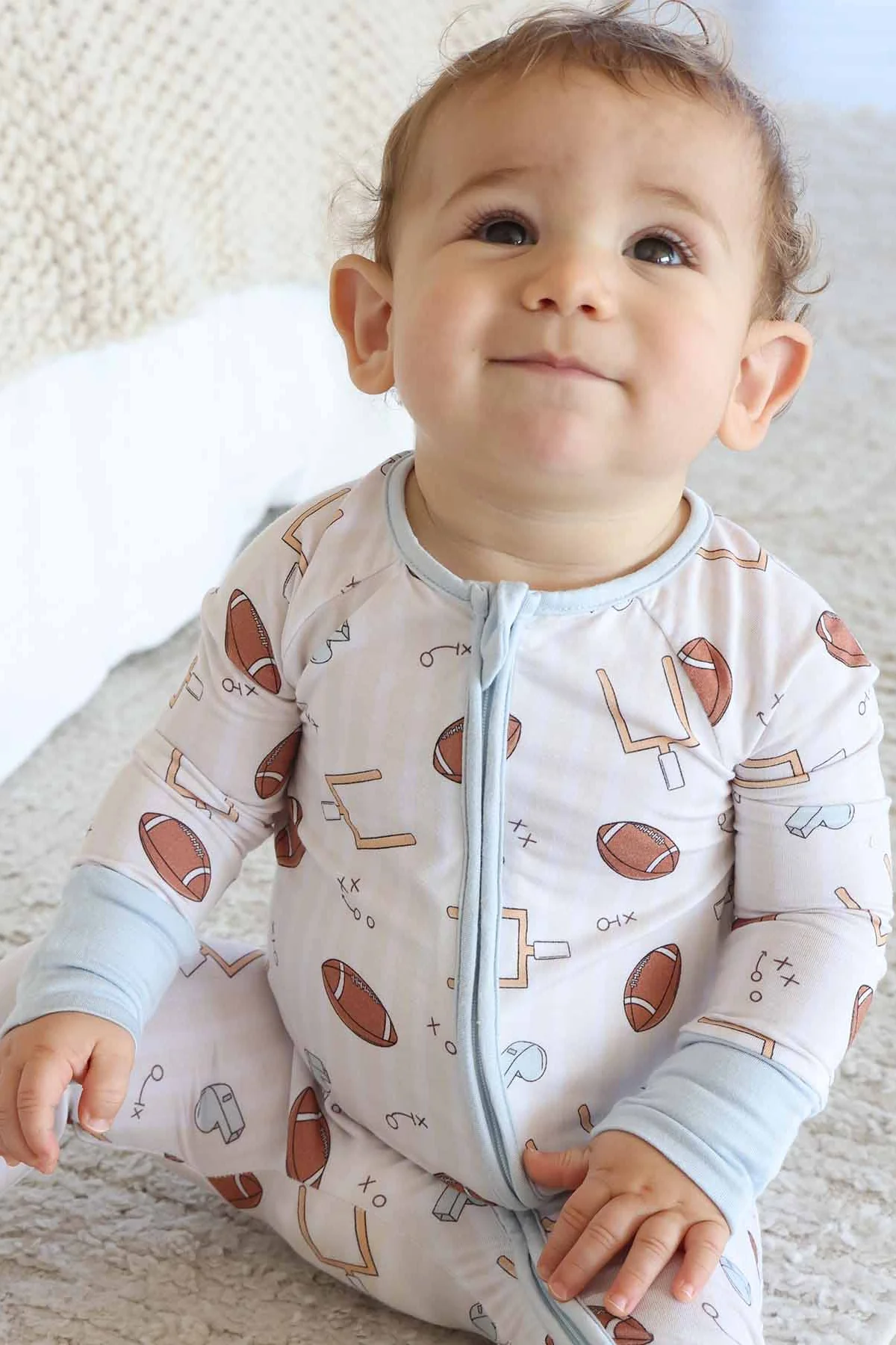 Tiny Touchdowns Convertible Zip Romper | Neutral - Image 11