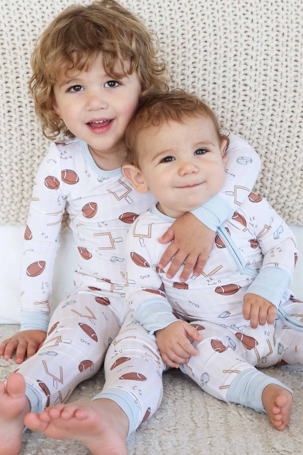 Tiny Touchdowns Two Piece Pajama Set | Neutral - Image 8