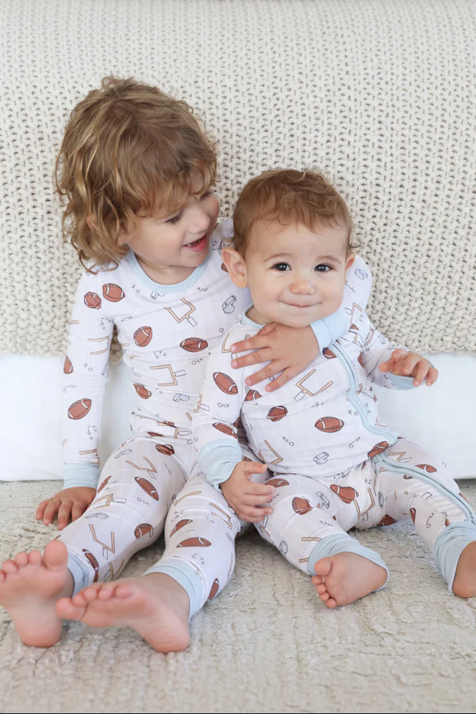 Tiny Touchdowns Two Piece Pajama Set | Neutral - Image 11