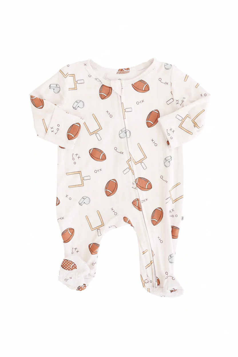 Tiny Touchdowns Zipper Footie | Neutral - Image 2