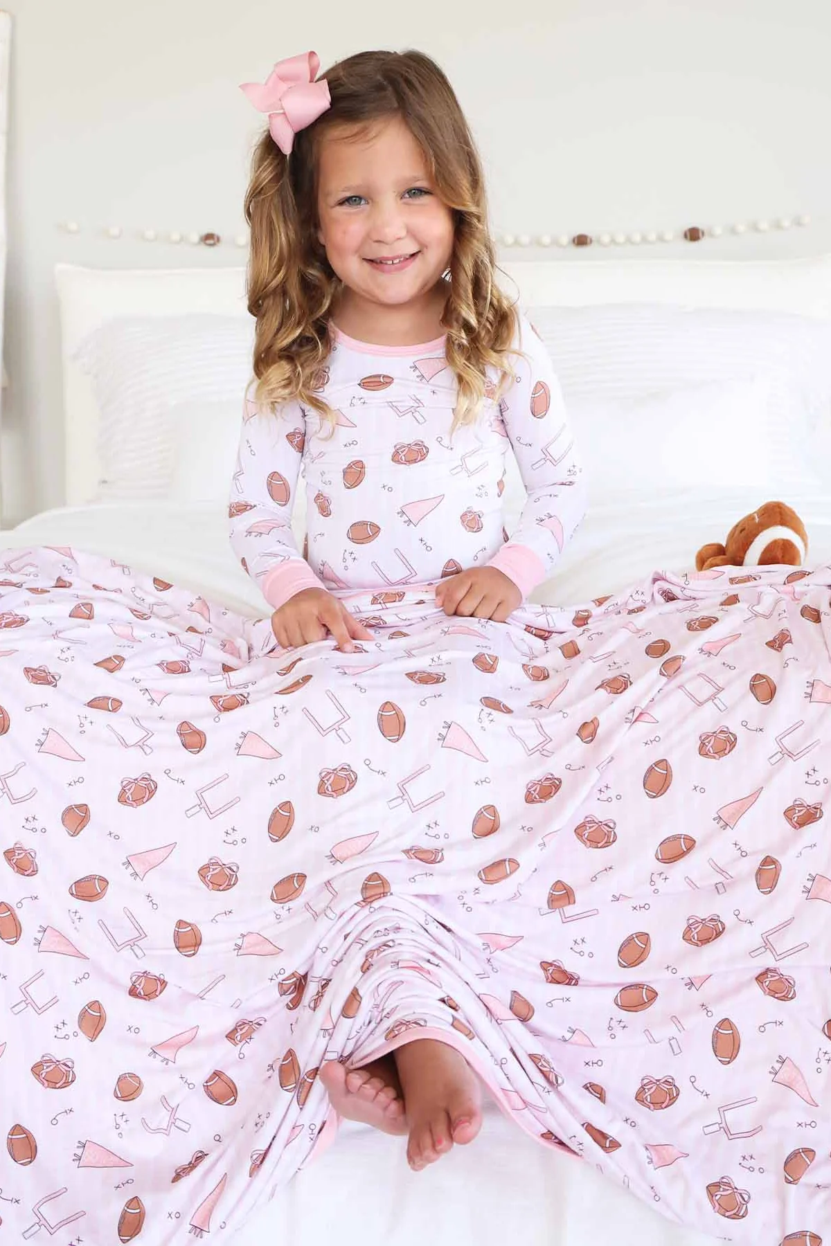 Tiny Touchdowns Double Sided Bamboo Blanket | Pink - Image 4
