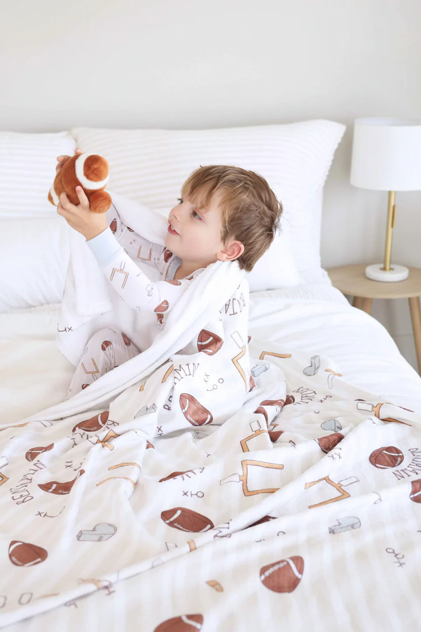 Tiny Touchdowns Personalized Kids Blanket | Neutral - Image 2