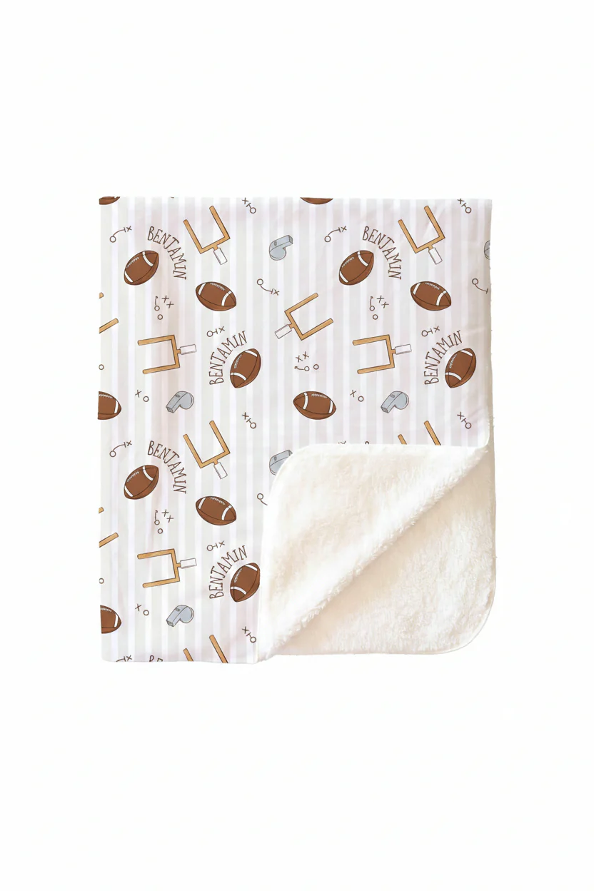 Tiny Touchdowns Personalized Kids Blanket | Neutral - Image 3