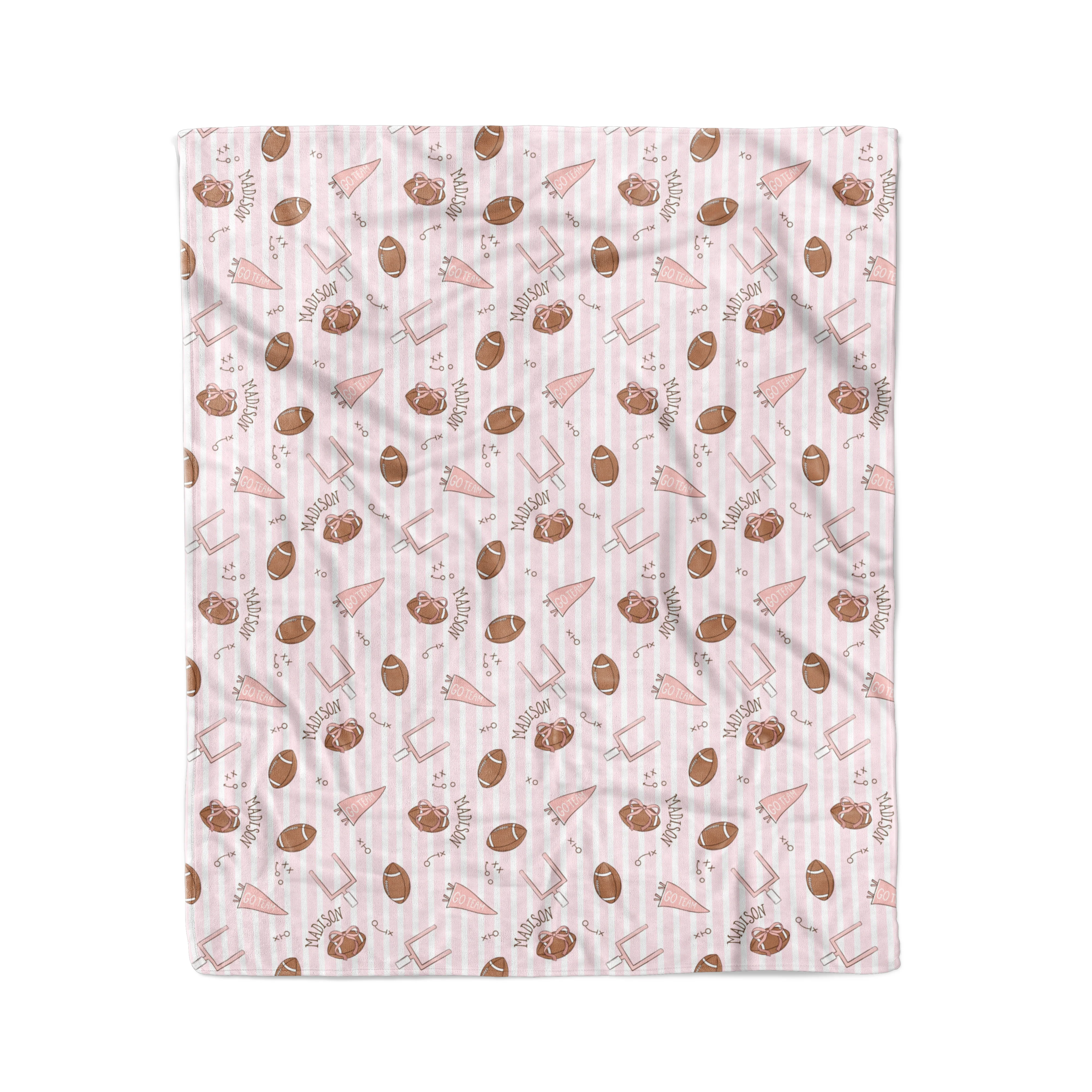 Tiny Touchdowns Personalized Kids Blanket | Pink - Image 5