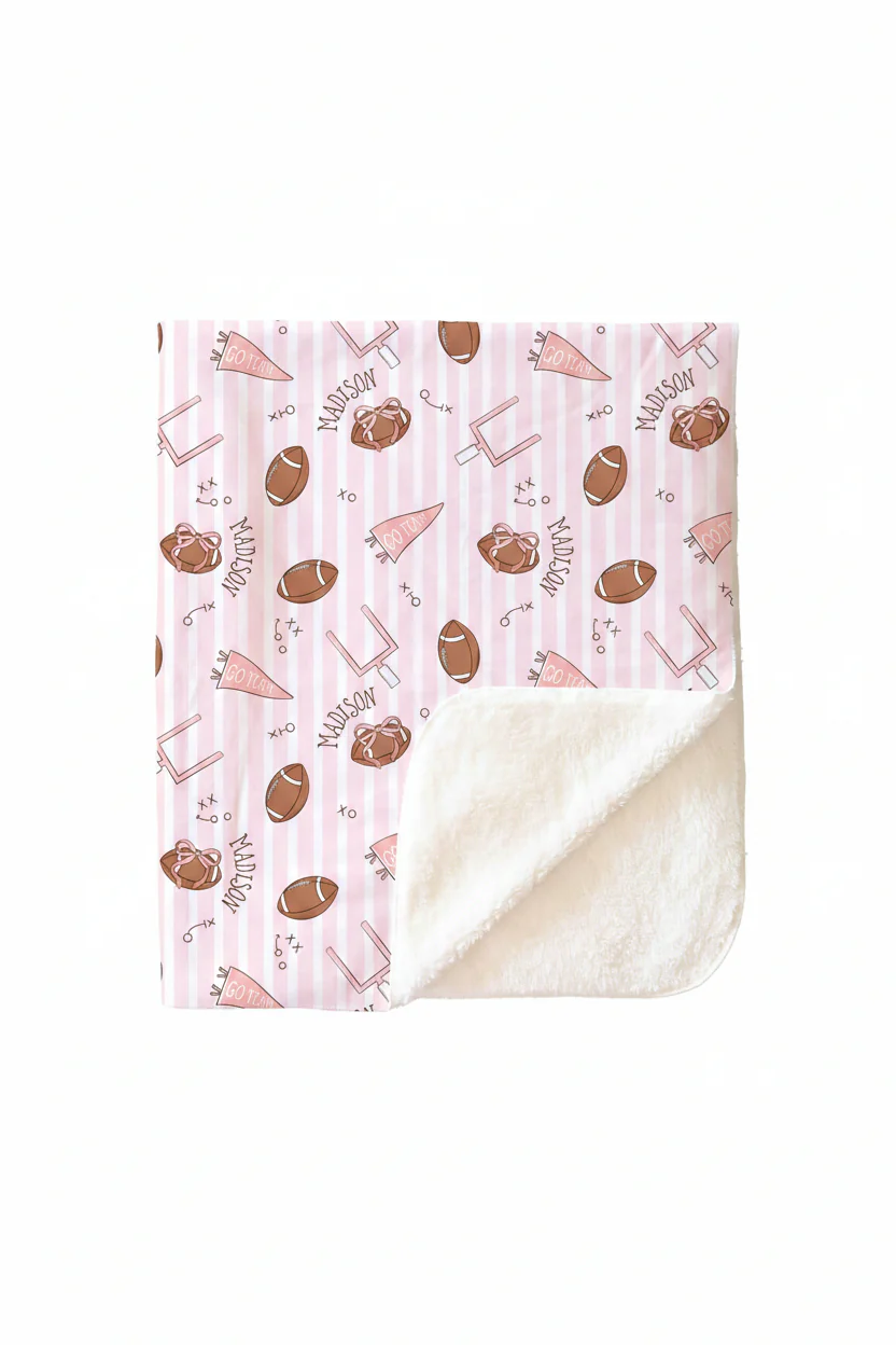 Tiny Touchdowns Personalized Kids Blanket | Pink - Image 7