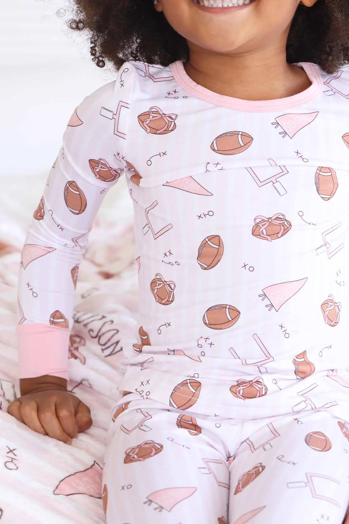Tiny Touchdowns Two Piece Pajama Set | Pink - Image 5