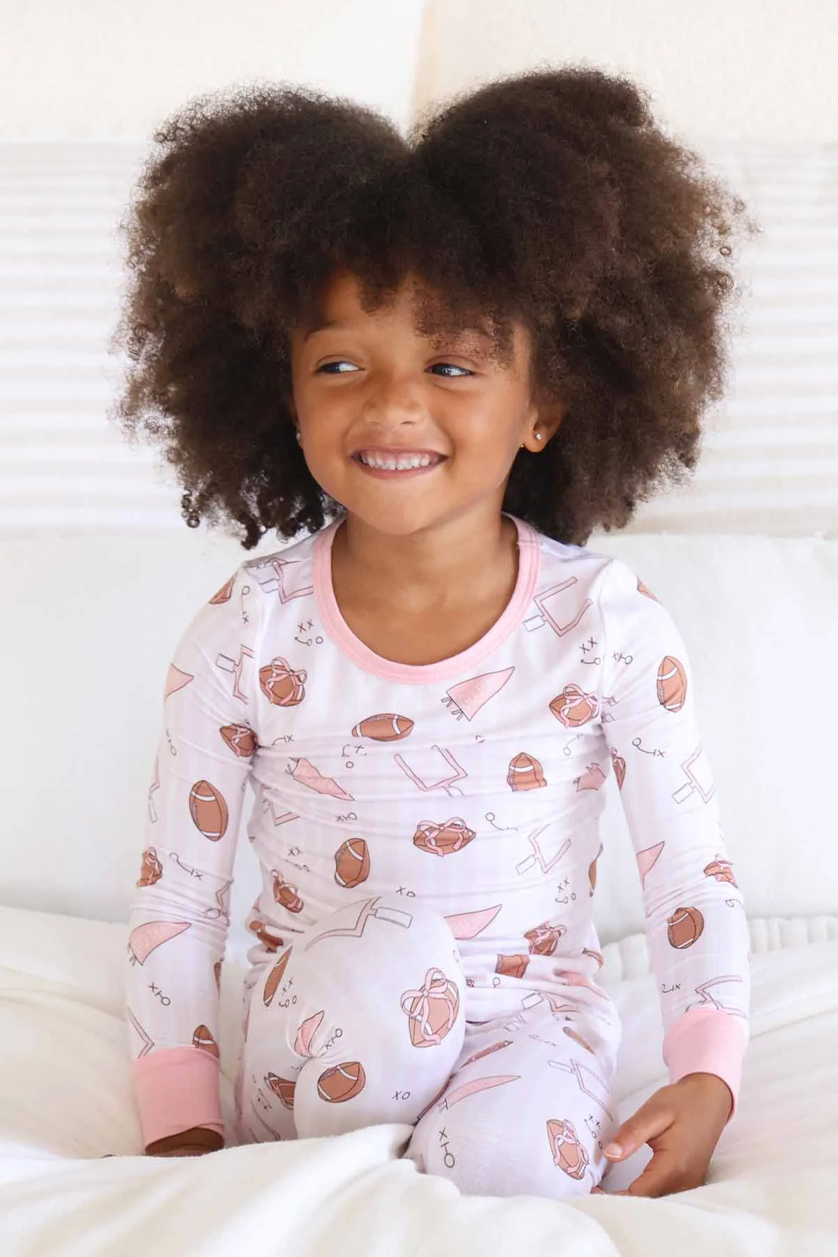 Tiny Touchdowns Two Piece Pajama Set | Pink - Image 7