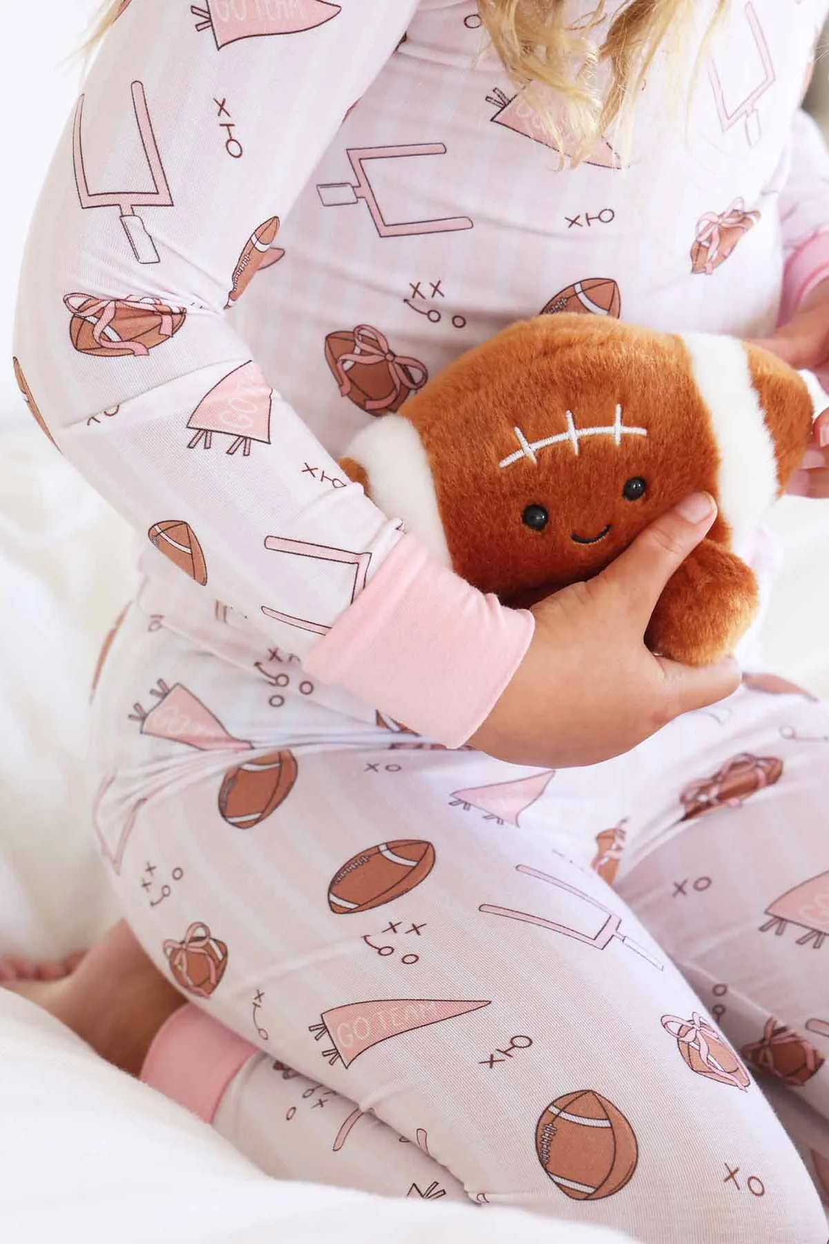Tiny Touchdowns Two Piece Pajama Set | Pink - Image 8