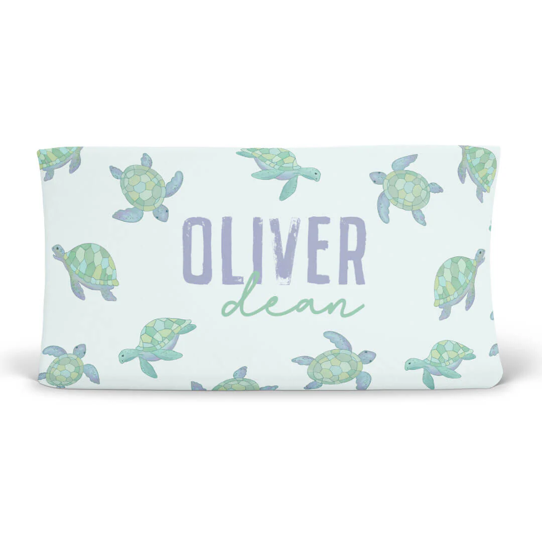 Totally Turtles Personalized Changing Pad Cover