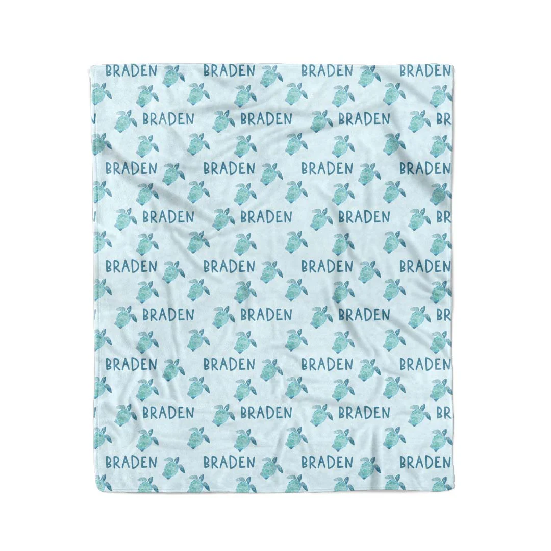 Tropical Turtles Personalized Kids Blanket - Image 2