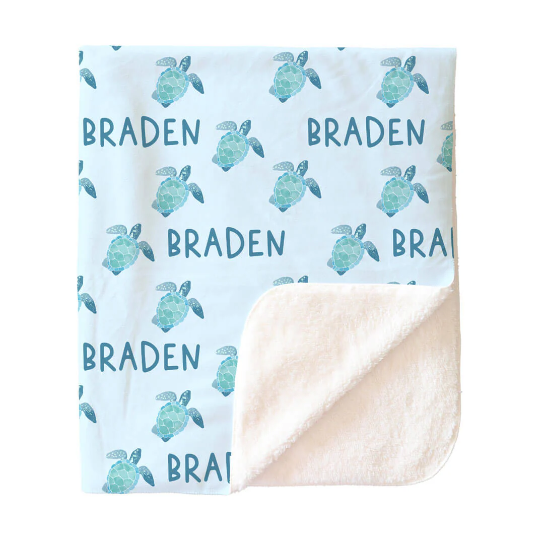 Tropical Turtles Personalized Kids Blanket - Image 3
