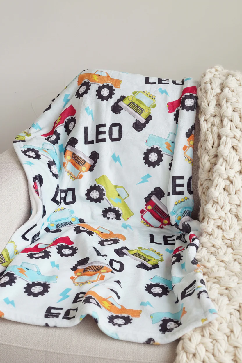 Truck Rally Personalized Kids Blanket