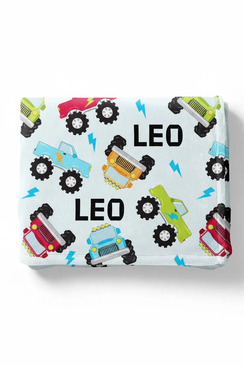 Truck Rally Personalized Kids Blanket - Image 2