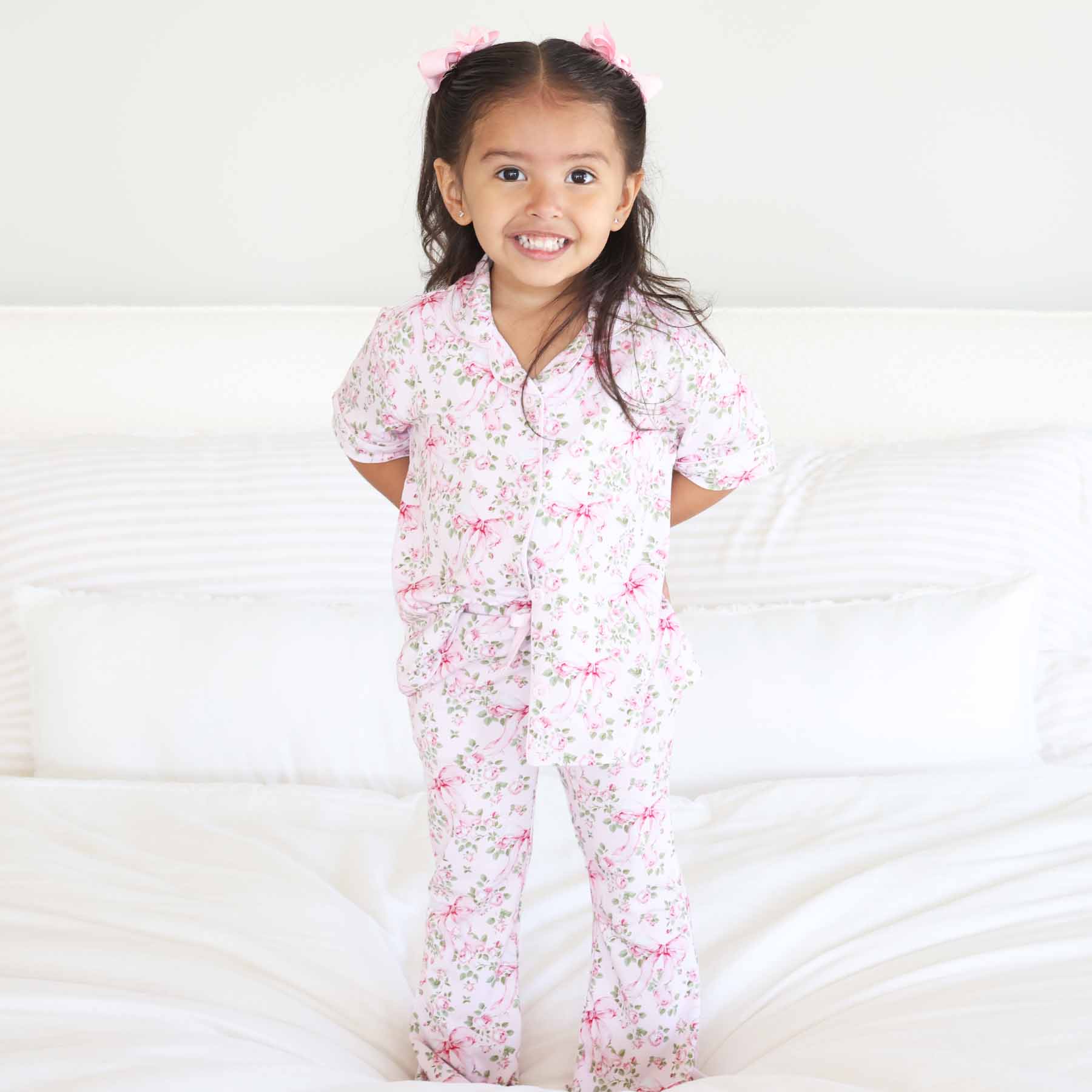 Girl's Two Piece Flare Lounge Set | Bows in Bloom - Image 8