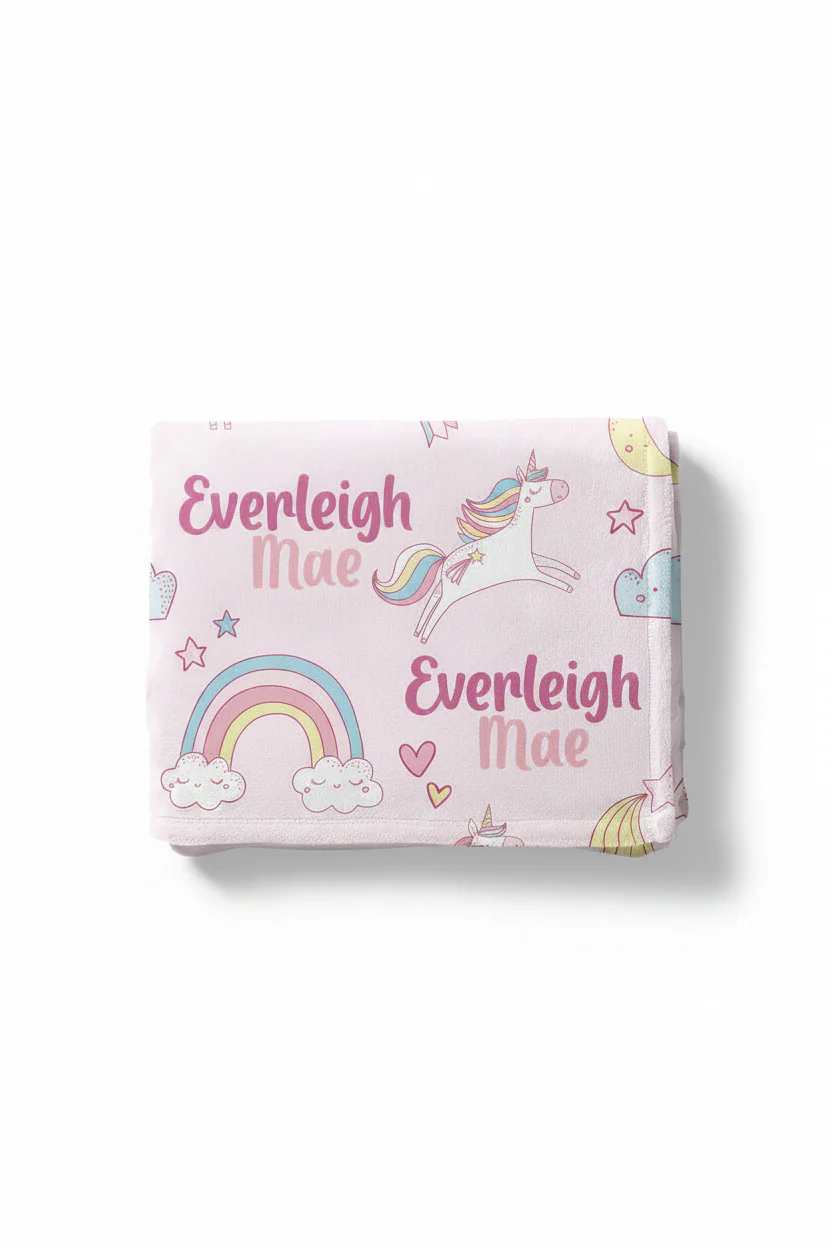 Unicorn Dreams Personalized Kids Blanket