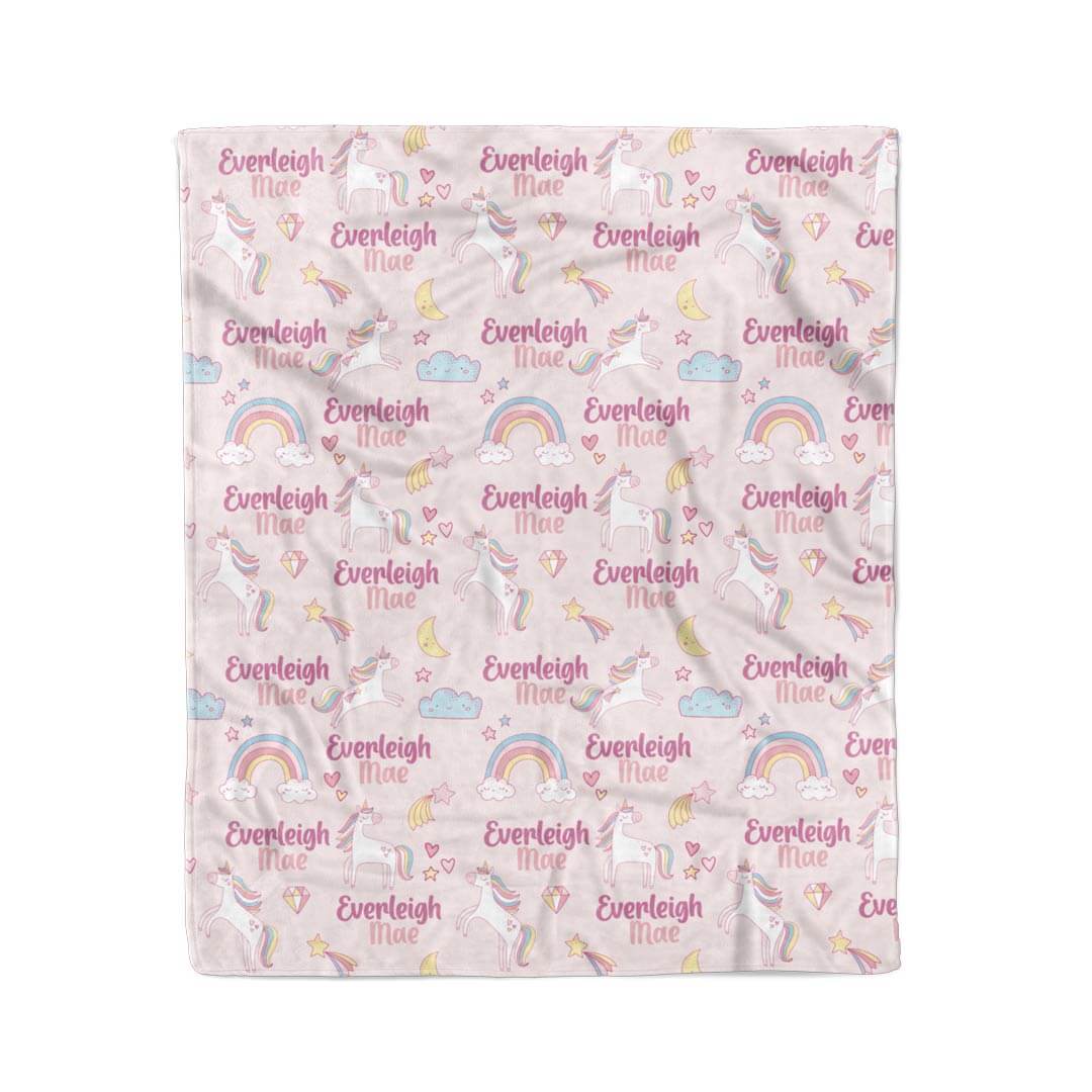 Unicorn Dreams Personalized Kids Blanket - Image 2