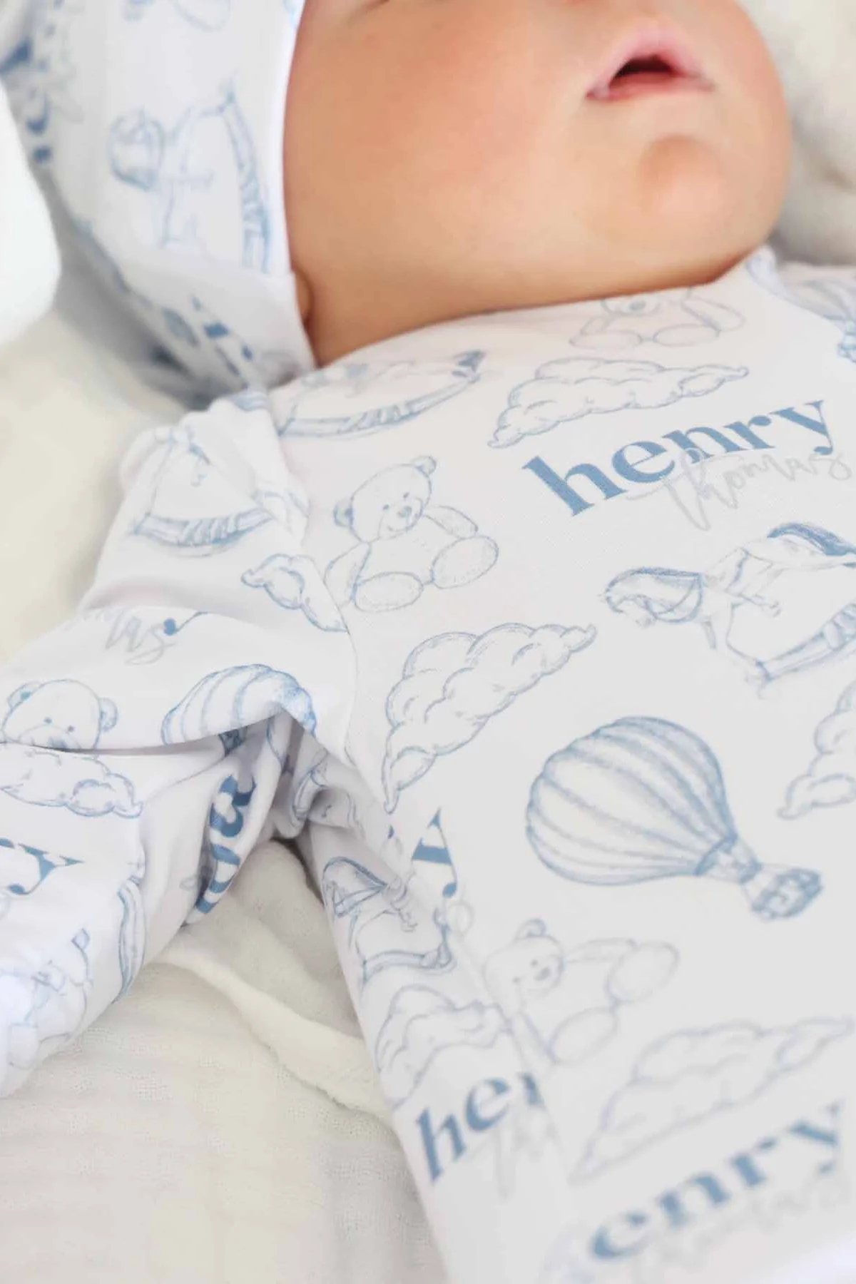 Up In The Clouds Personalized Newborn Baby Knot Gown - Image 5