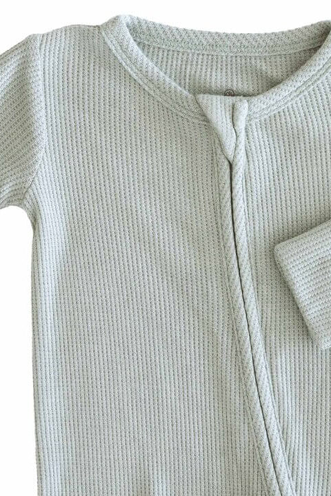 Embroidered Bamboo Waffle Zipper Footie | Mountain Haze - Image 22