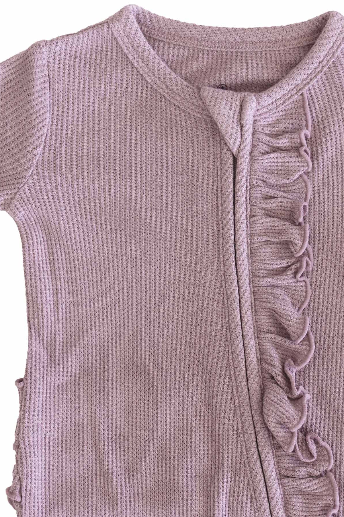 Embroidered Bamboo Waffle Zipper Ruffle Footies | In Bloom - Image 10