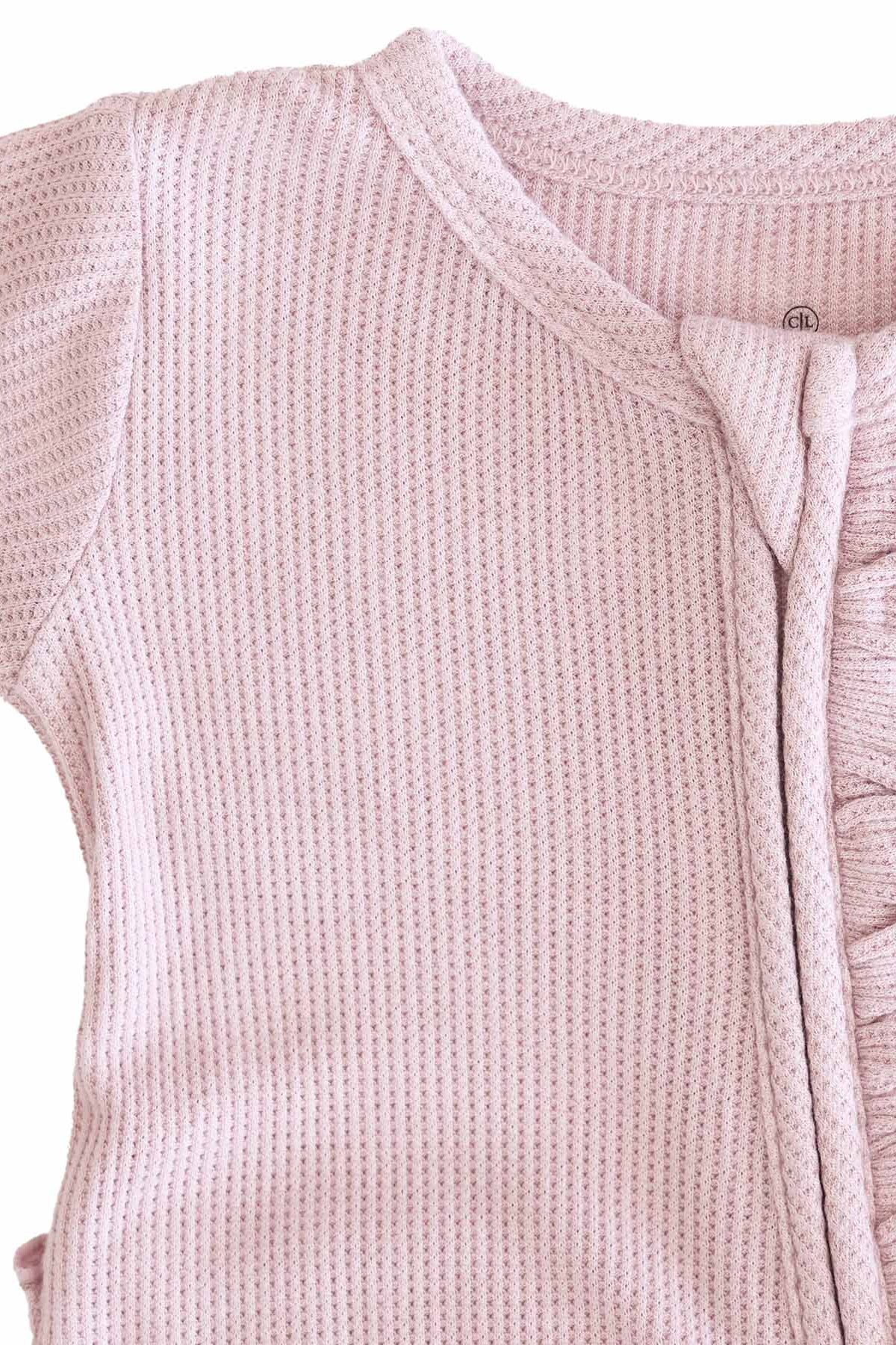 Embroidered Bamboo Waffle Zipper Ruffle Footies | In Bloom - Image 16