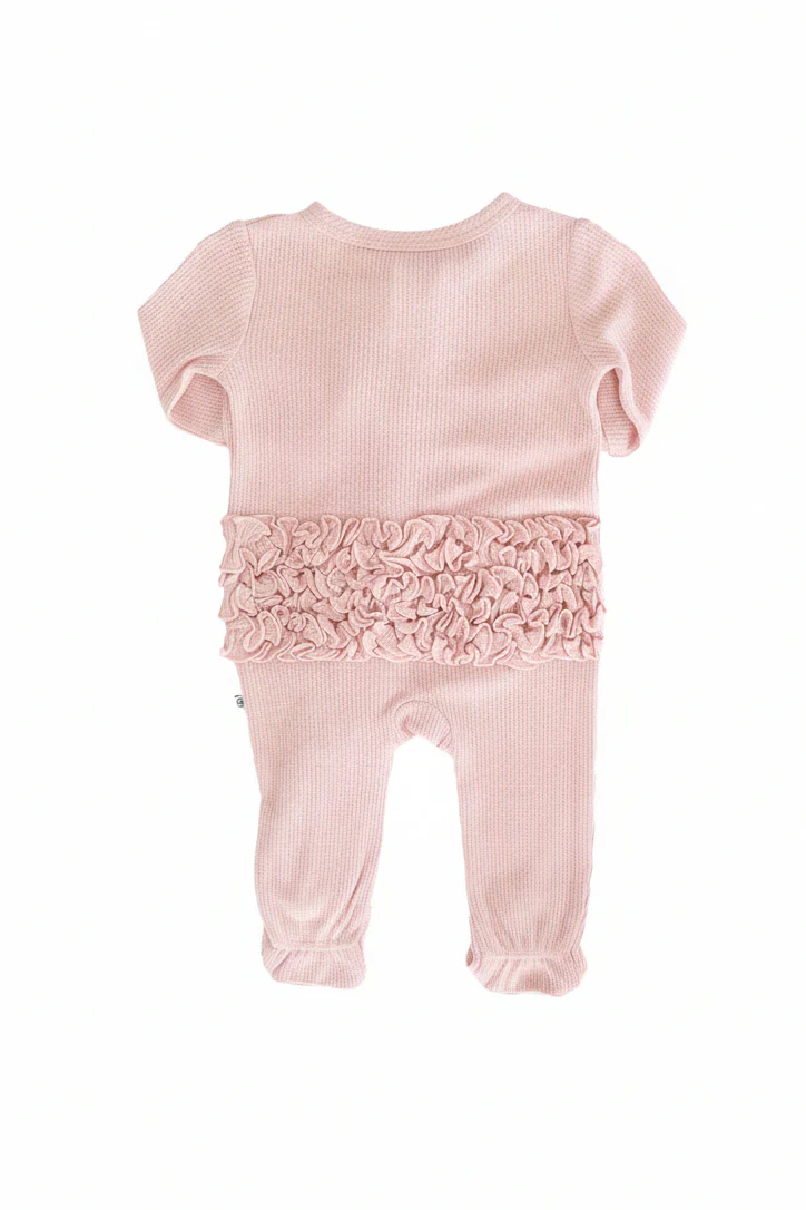 Embroidered Bamboo Waffle Zipper Ruffle Footies | In Bloom - Image 26