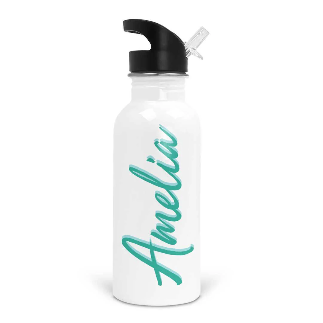 Waves & Sky Script Personalized Kids Water Bottle
