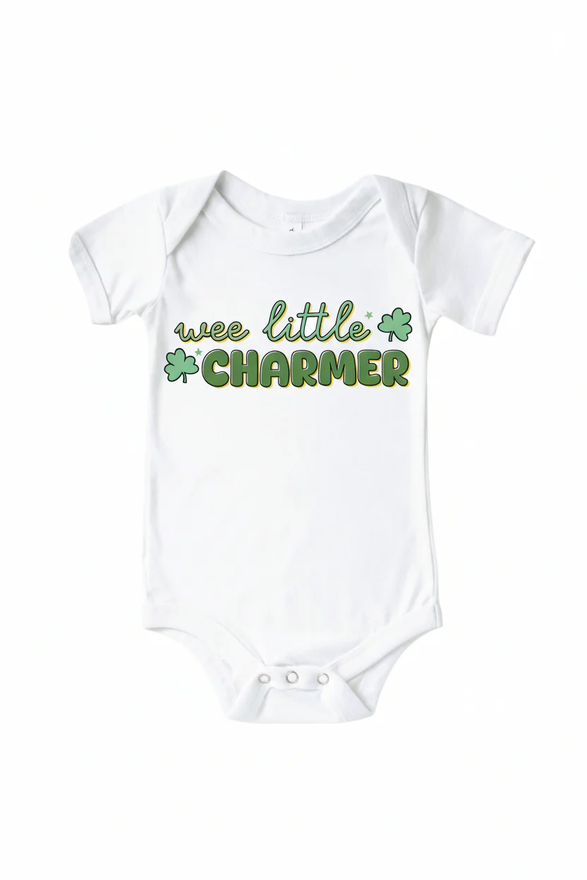 Wee Little Charmer Graphic Bodysuit & Kids Tee | White - Image 2