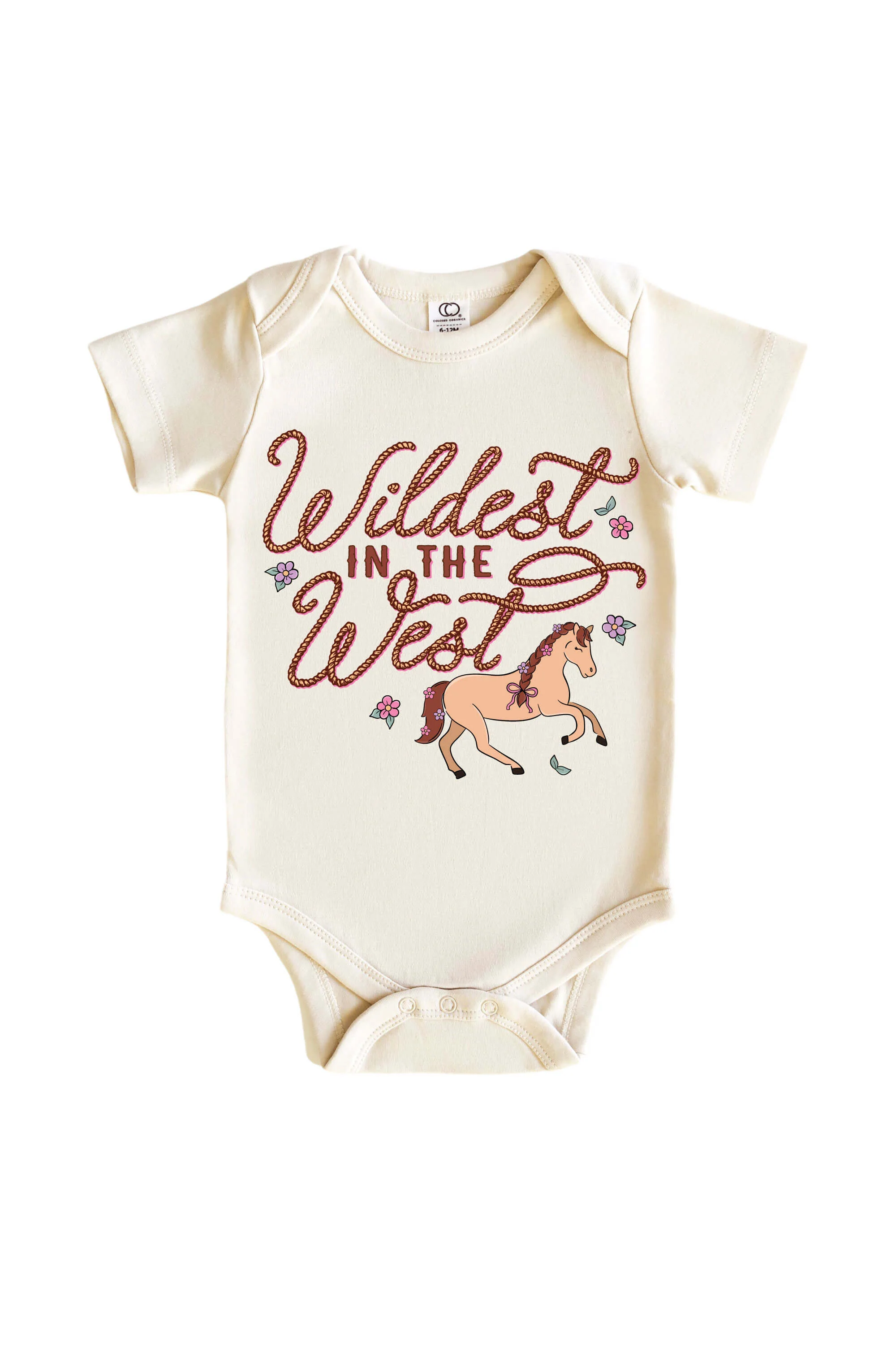 Wildest In The West Pink Graphic Bodysuit & Kids Tee | Natural - Image 2