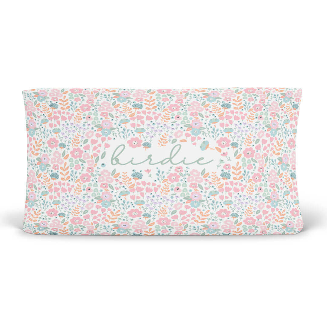 Willow's Whimsy Floral Personalized Changing Pad Cover