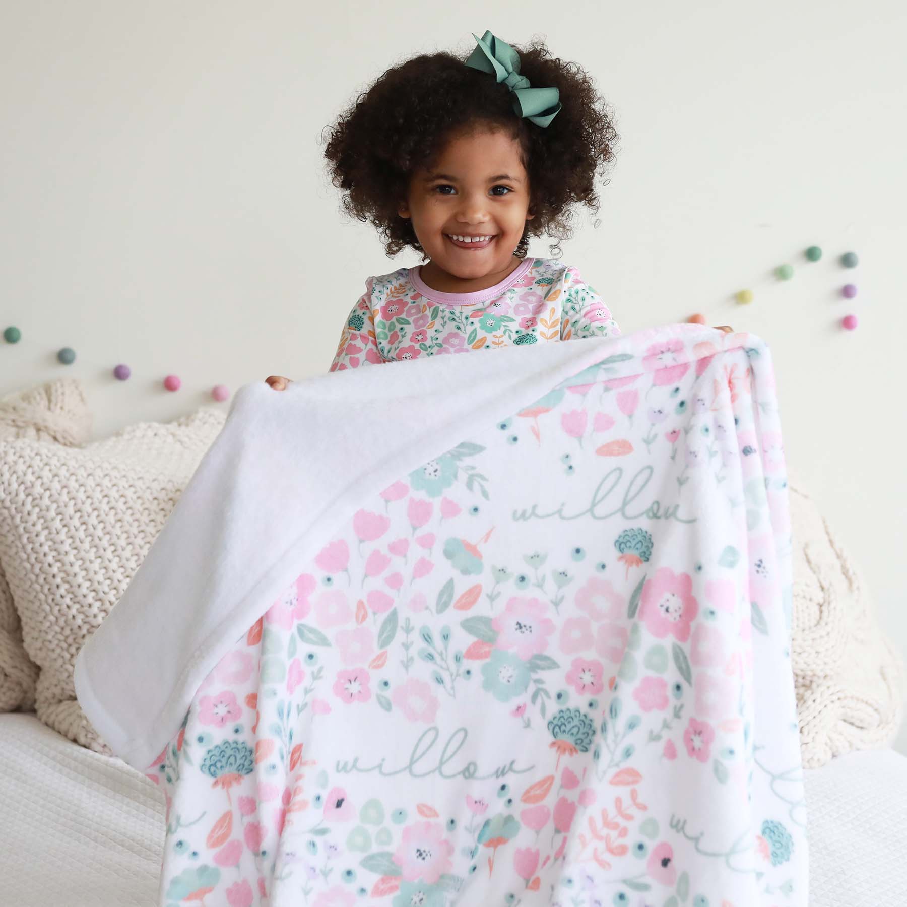 Willow's Whimsy Floral Personalized Kids Blanket - Image 6
