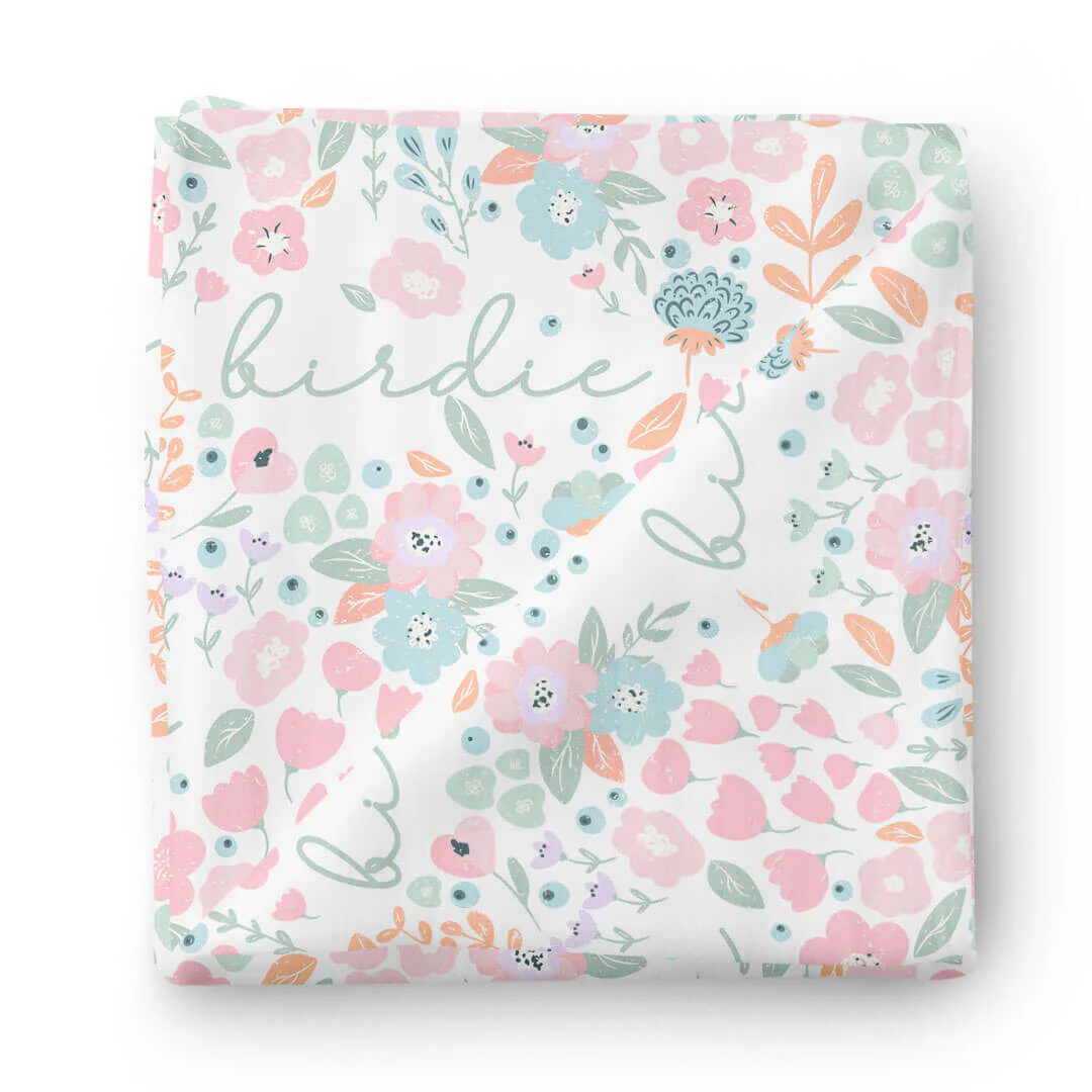 Willow's Whimsy Floral Personalized Swaddle Blanket - Image 2
