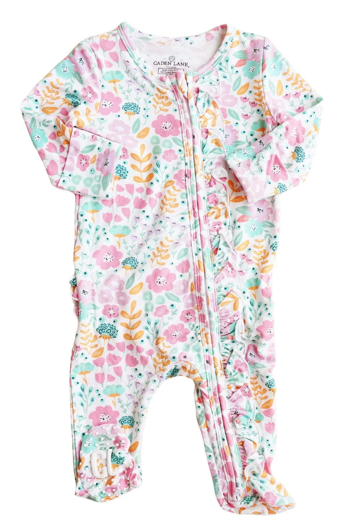 Willow's Whimsy Floral Ruffle Zipper Footie - Image 6