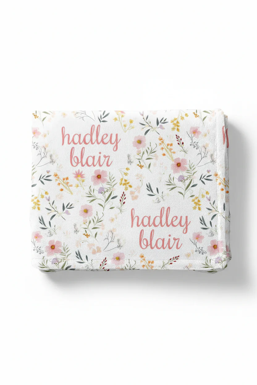Winnie's Wildflowers Personalized Kids Blanket