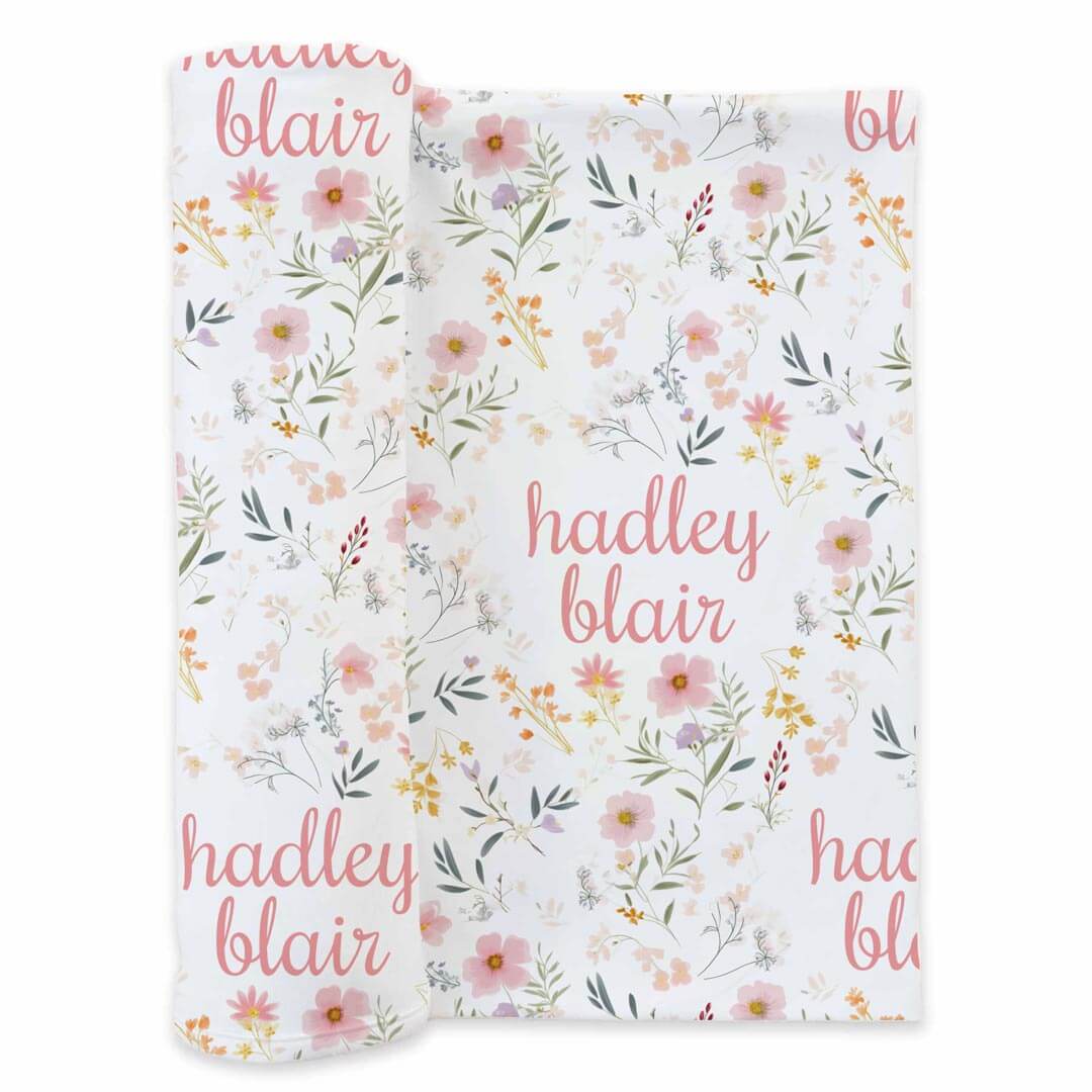 Winnie's Wildflowers Personalized Swaddle Blanket - Image 2