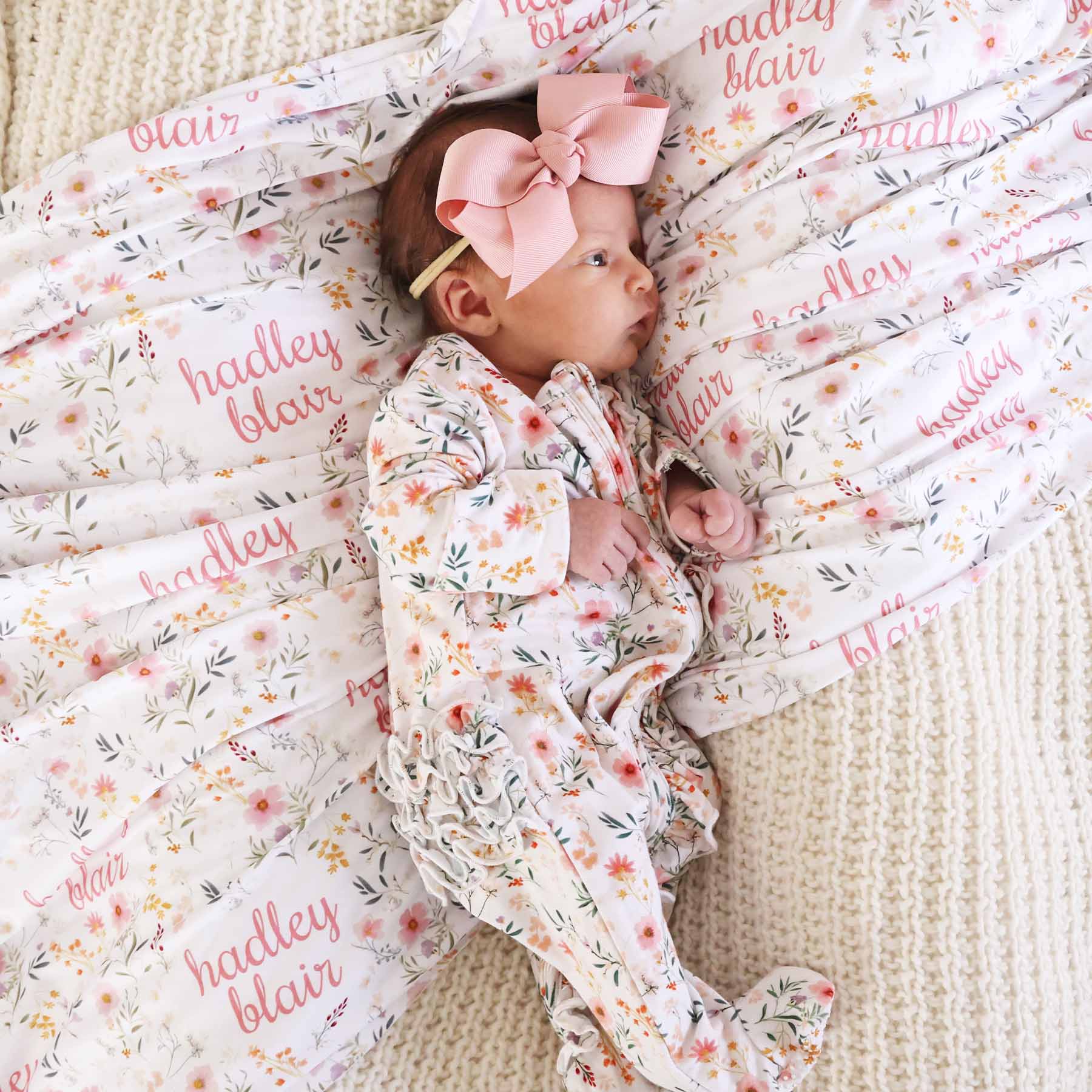Winnie's Wildflowers Personalized Swaddle Blanket - Image 5