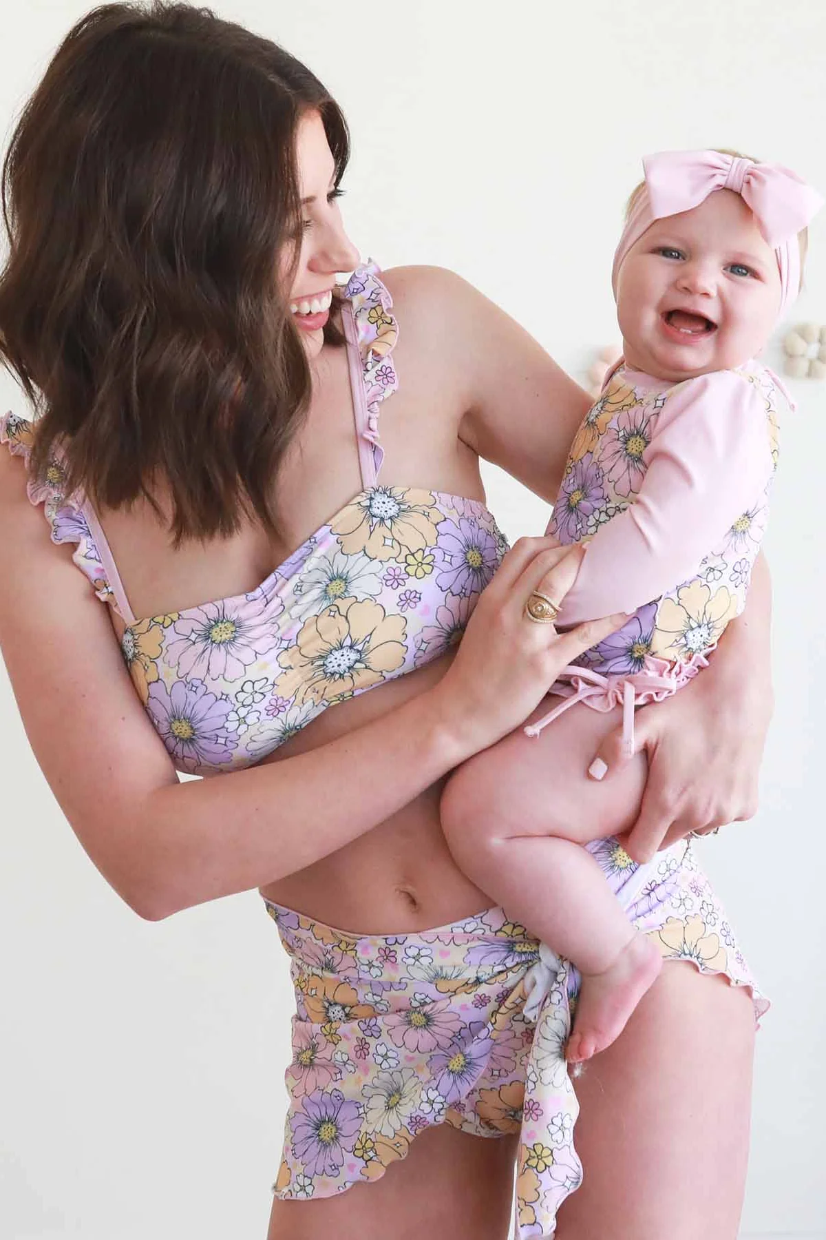 Women's Bikini with High Waisted Bottom | Disco Daisies - Image 10