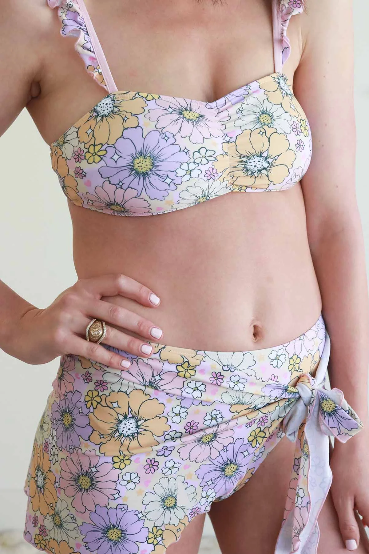 Women's Bikini with High Waisted Bottom | Disco Daisies - Image 7